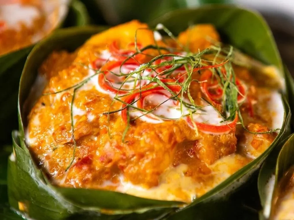 Traditional Cambodian fish amok prepared by Chef Nak.