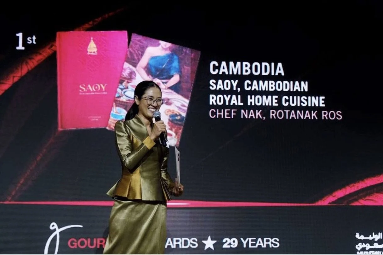 Chef Nak receiving an award in Riyadh, featured in The Star for Cambodian cuisine
