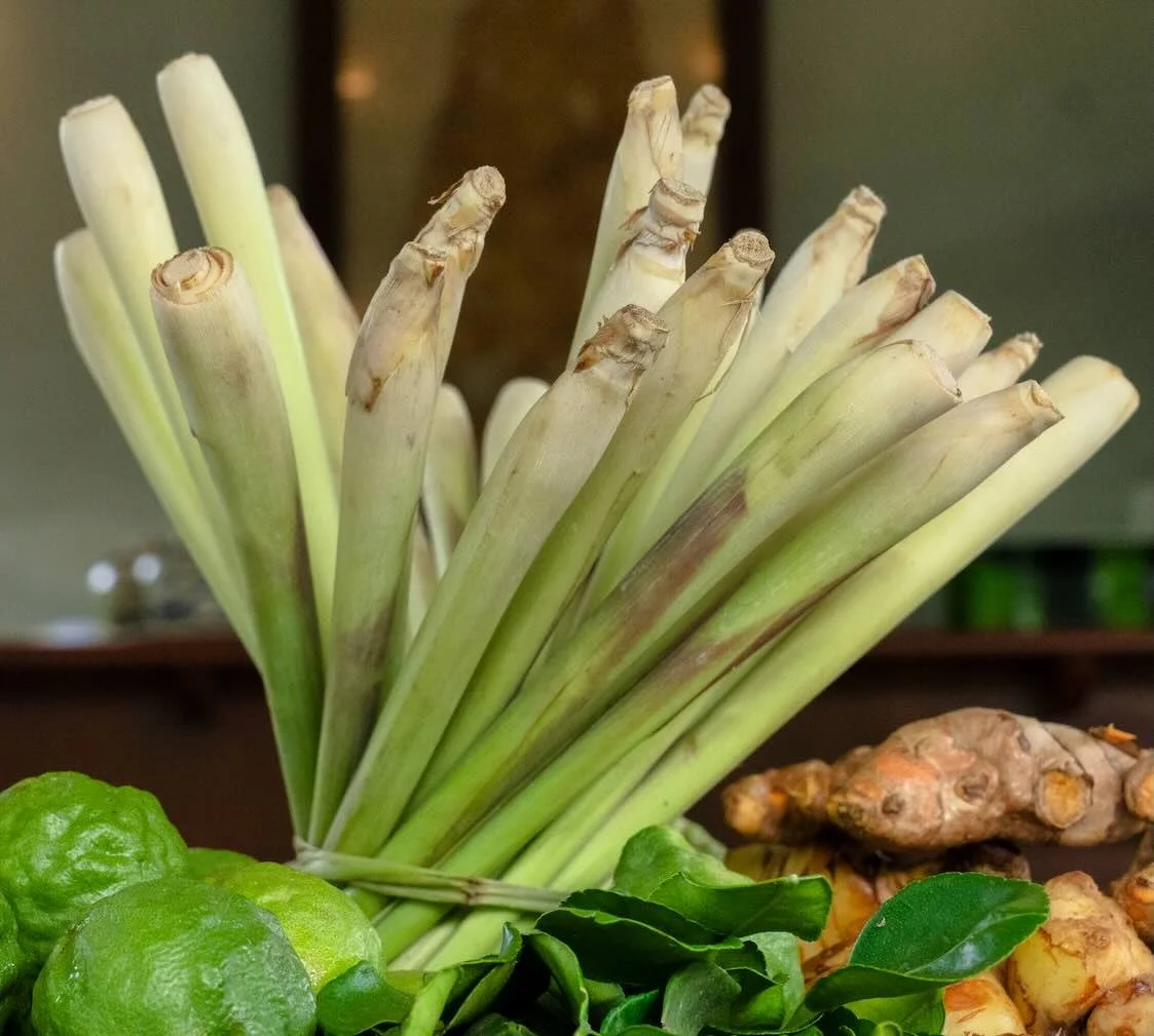 Fresh lemongrass, an aromatic herb essential to many Cambodian dishes