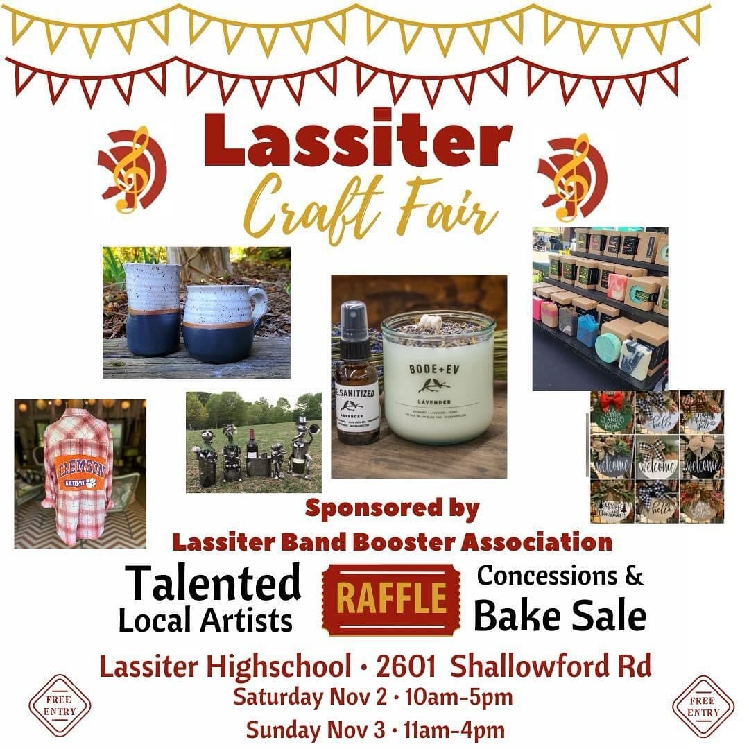 We&rsquo;re in the gym at the Lassiter Craft Fair this weekend! Come see us and all our new goodies! 
Saturday 10am to 5pm and Sunday 11am to 4pm
#CraftFair #Vendor #Excited #ChristmasShopping #ShopSmall #SupportSmallBusiness #ShopLocal #SweetwaterWo