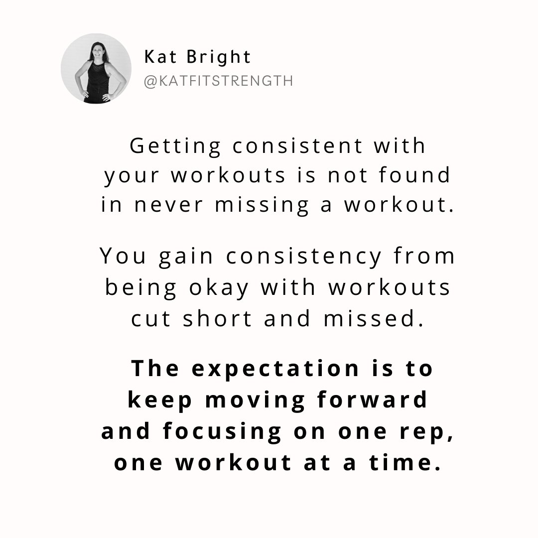 Consistency in your fitness journey isn't about never skipping a workout. It's about embracing those times when workouts get cut short or missed entirely, yet still pushing forward. Each rep and each workout contributes to your progress. 🏋️&zwj;♀️

