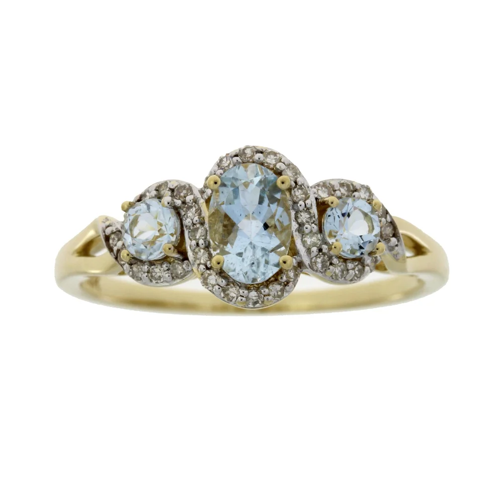 44ct Aquamarine Diamond Stone Ring 14KT Yellow Gold Greenville