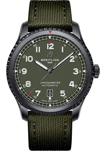 Breitling Aviator 8 Black Steel Curtiss Warhawk Green Dial