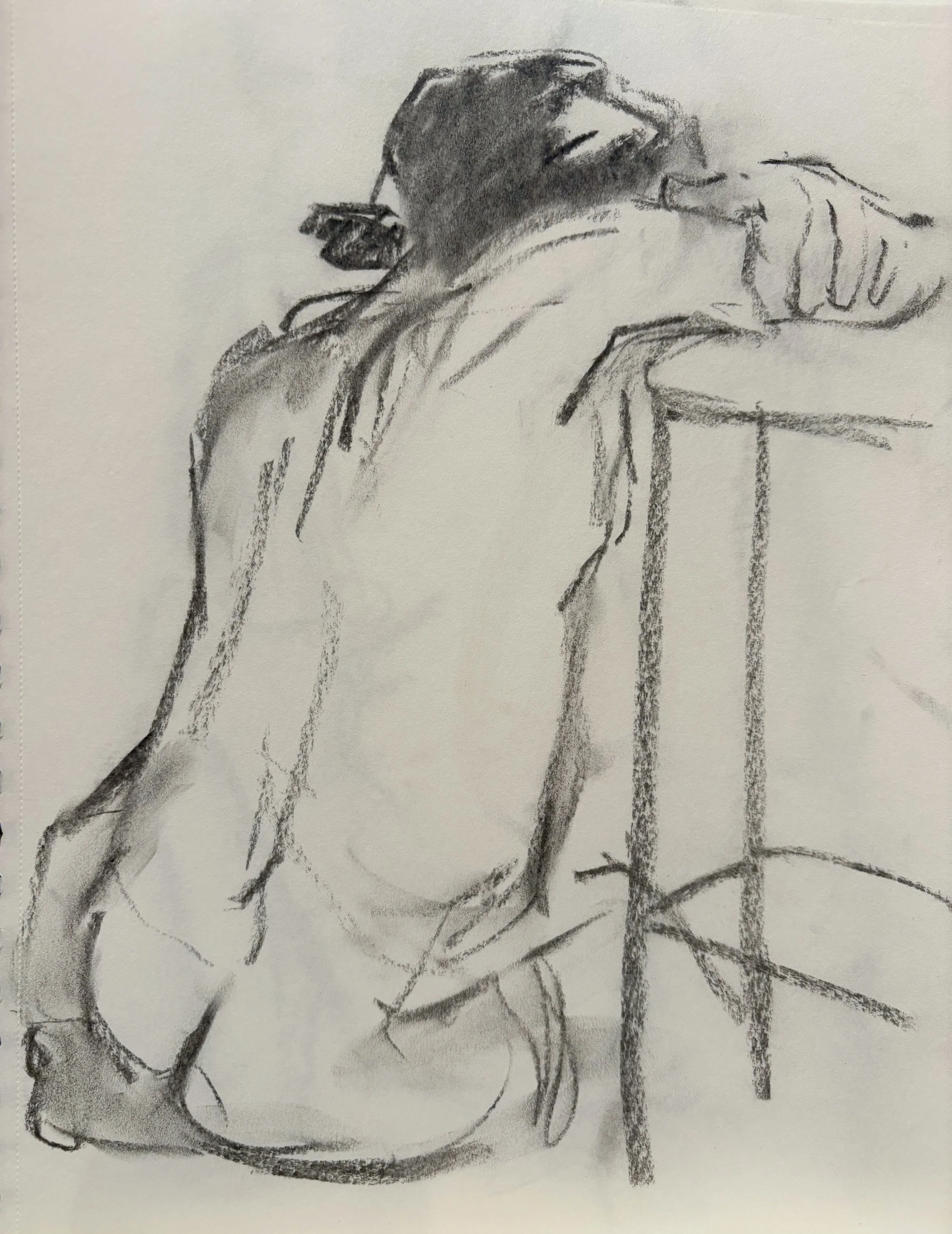 "Sketch 12", charcoal on paper, 2025