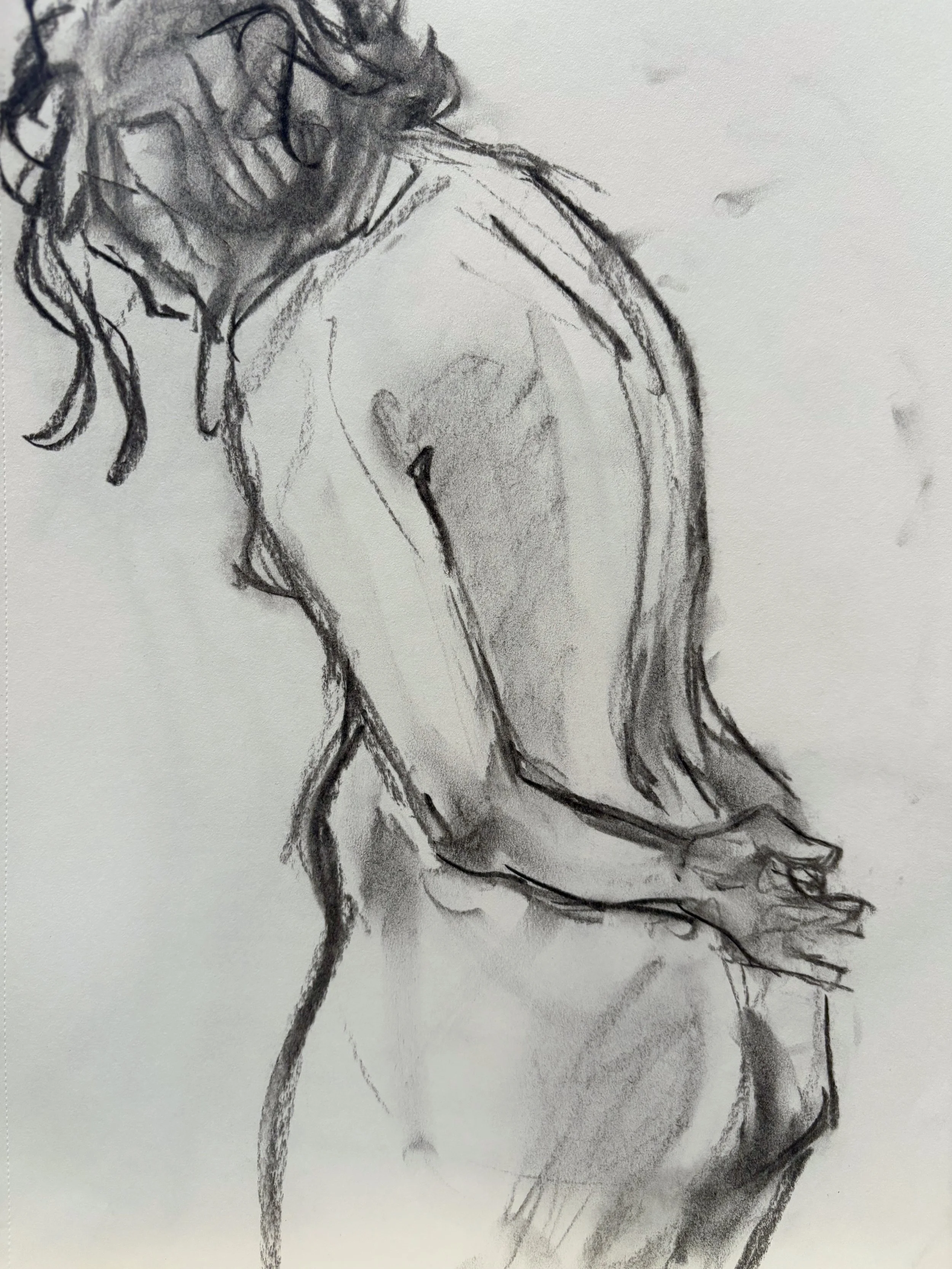 "Sketch 9", charcoal on paper, 2025