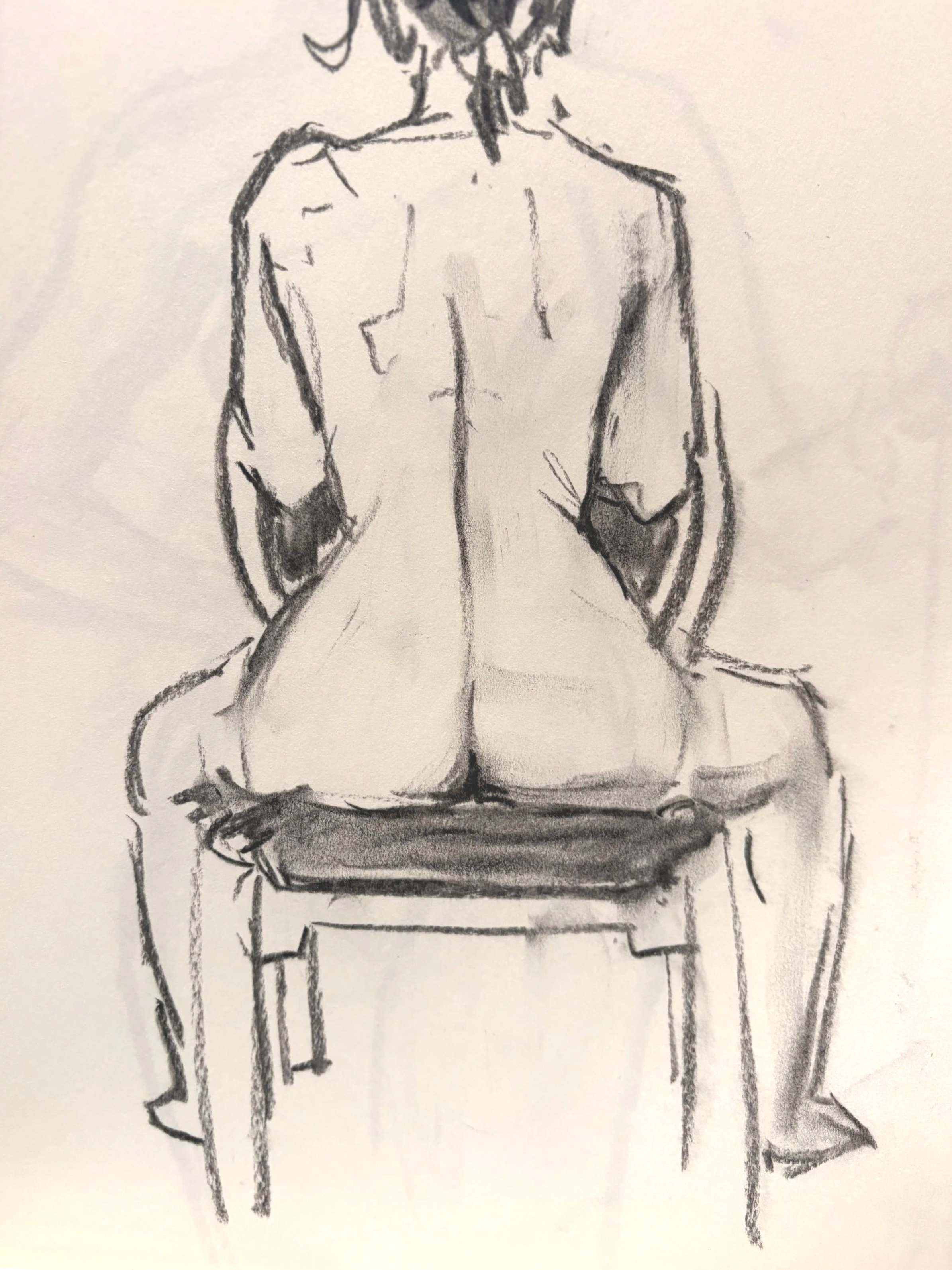 "Sketch 3", charcoal on paper, 2025