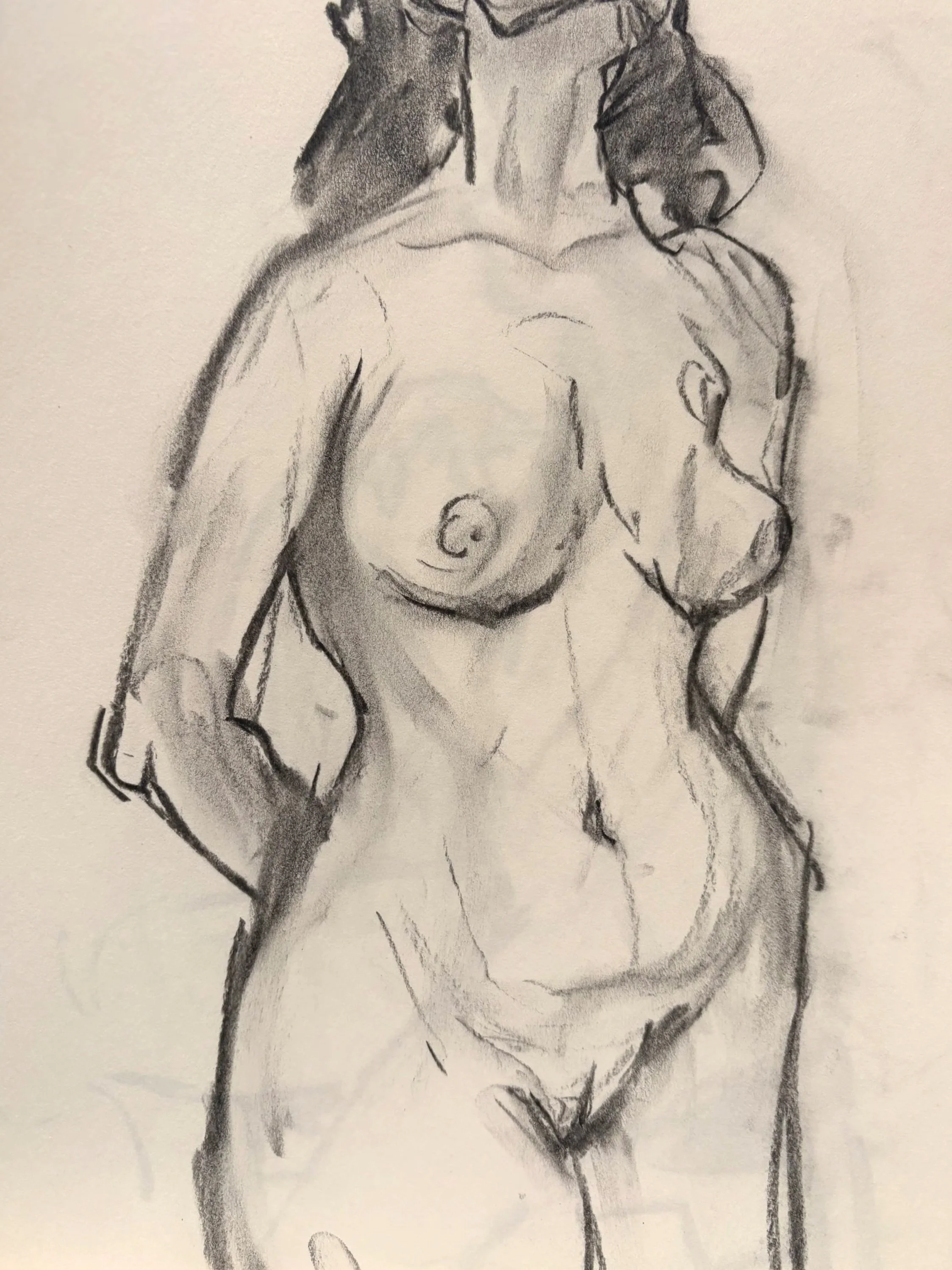 "Sketch 4", charcoal on paper, 2025