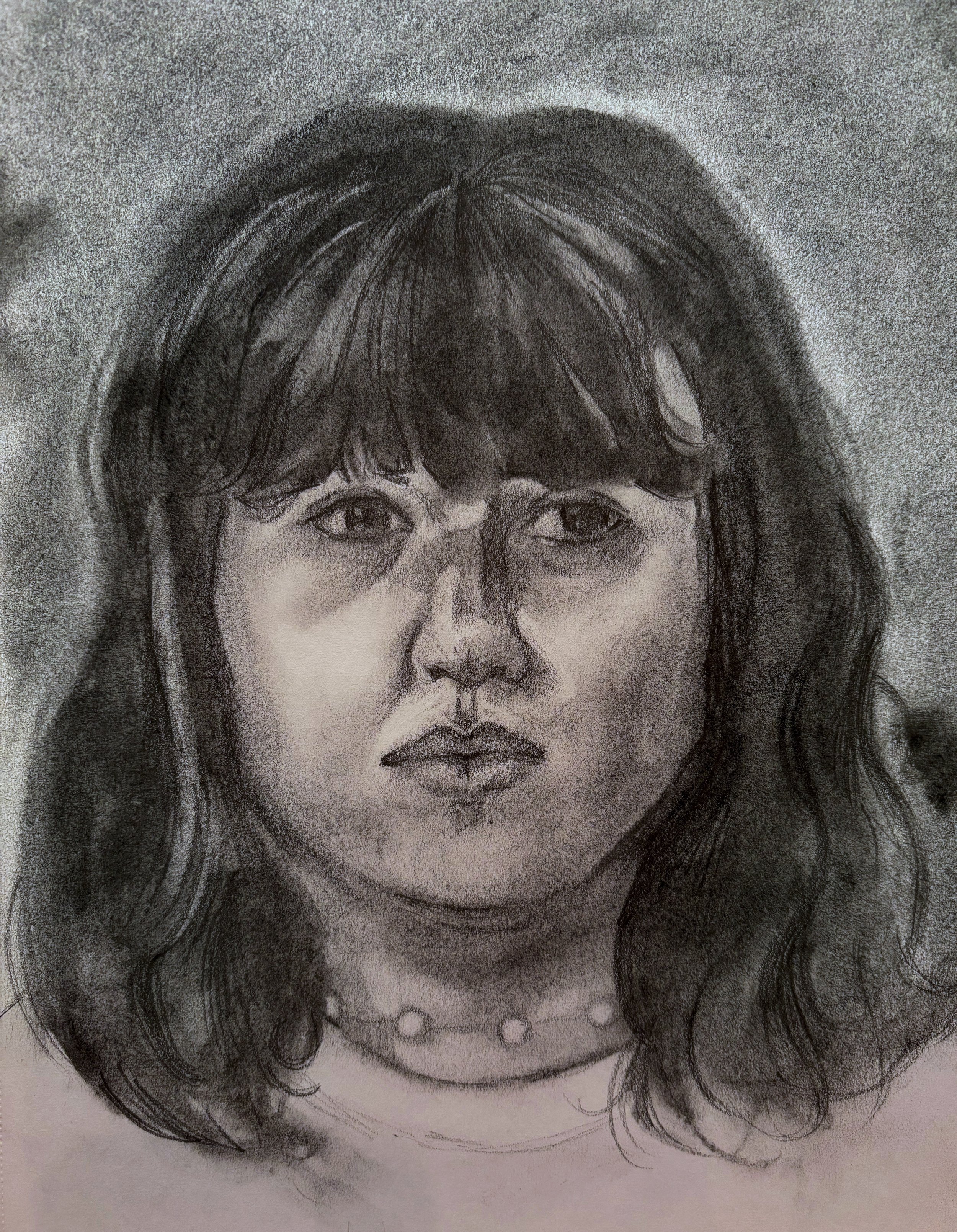 "SELF PORTRAIT 9", charcoal on paper, 2025