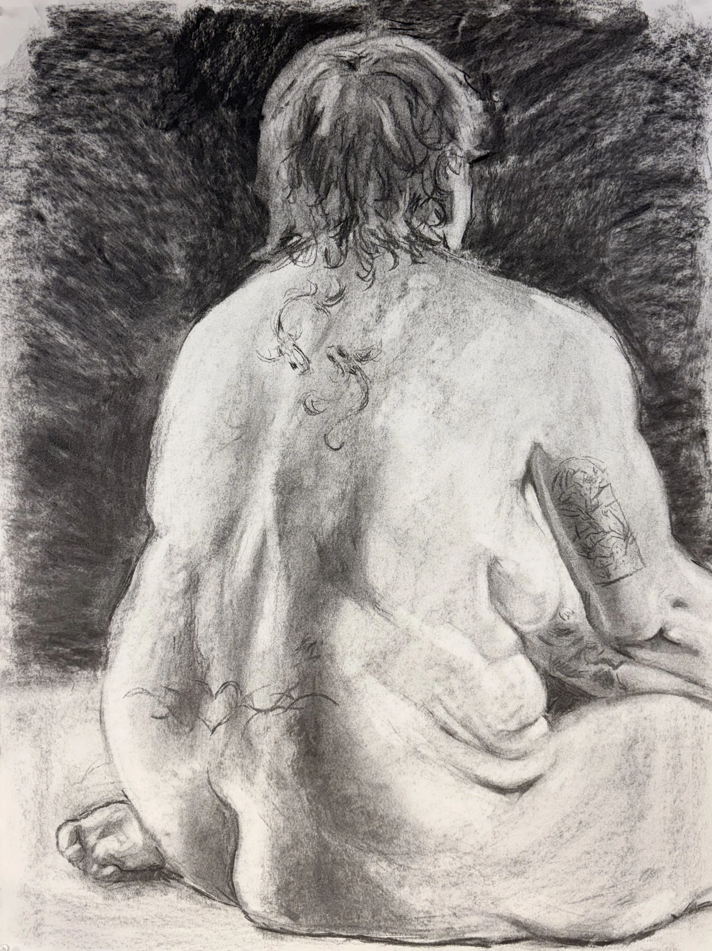 "50+", charcoal on paper, 2025