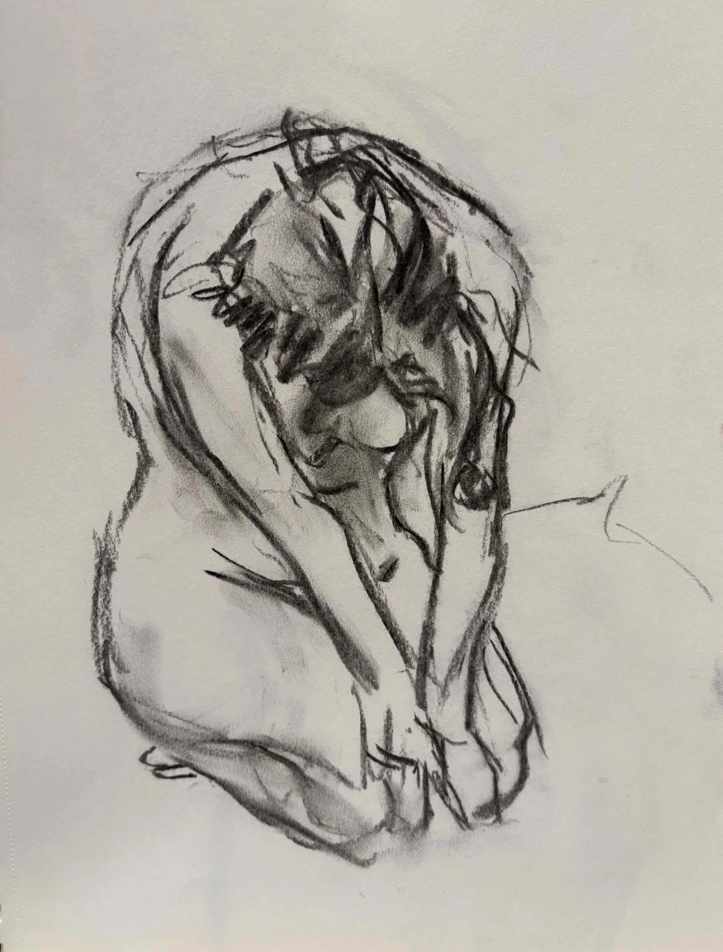 "Sketch 10", charcoal on paper, 2025