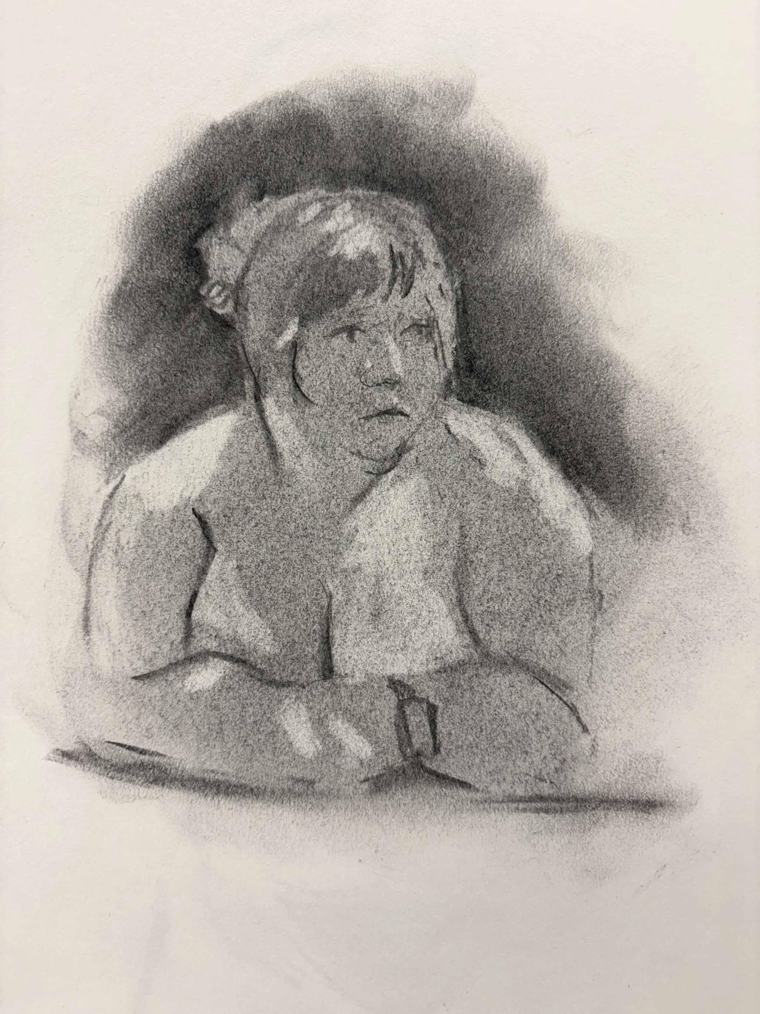 "Sketch 18", charcoal on paper, 2025