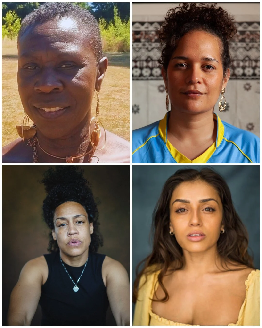 The artists who will bringing their stories to We are Here to Share - 21st July, Bristol Old Vic 👏🏾⁠
⁠
(From top left - bottom right) ⁠
👉🏾Nia Bimkubwa, Associate Artist Lau Batty, Associate Artists Rozelle Gemma and Maya Pillay ⁠
⁠
👉🏾Each artis