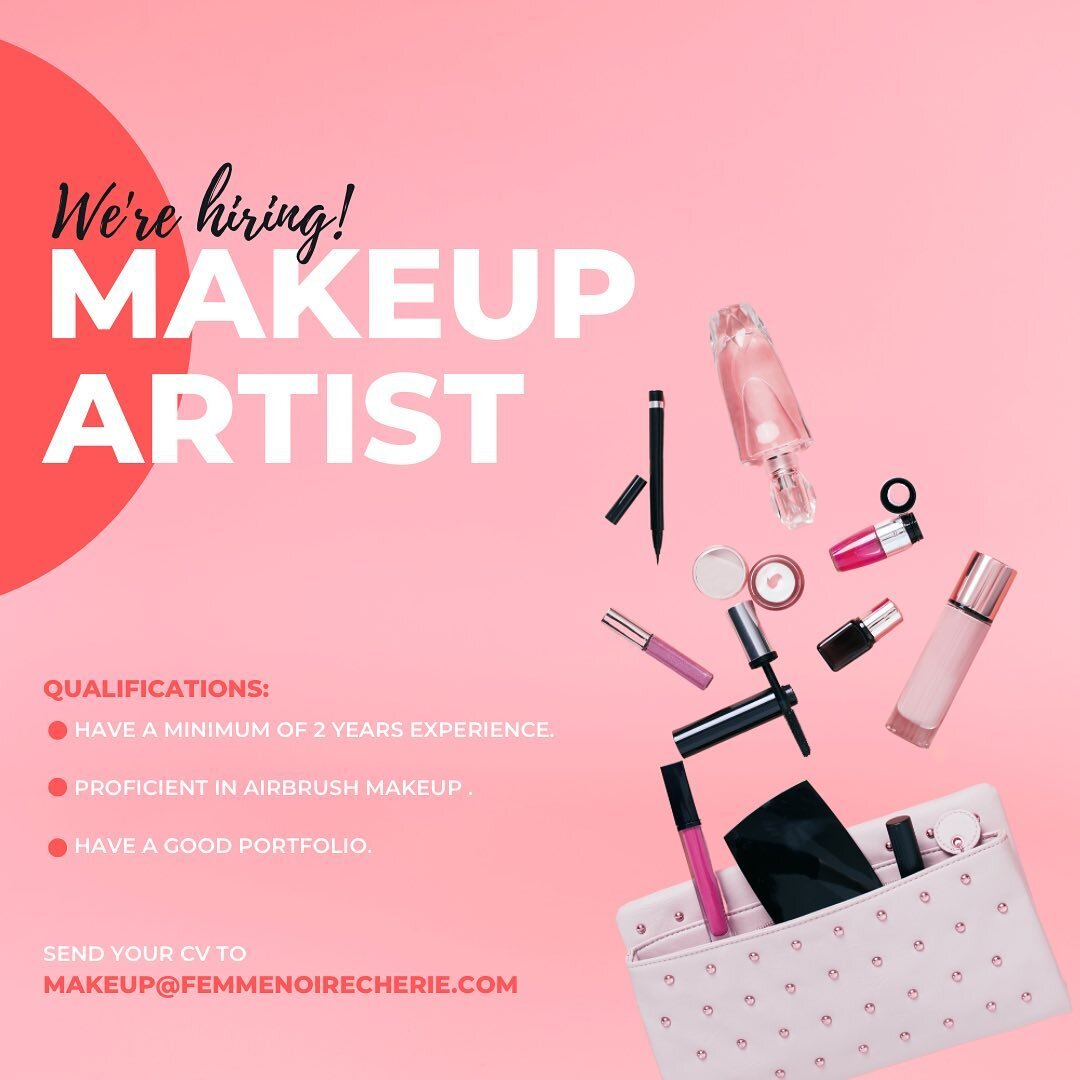 Love working in a fast paced environment?
Have experience in Bridal /Special Event Makeup?
Femme Noire Cherie might be the great fit for you!

Now Hiring!!!!!!! MUA and Hairstylist to join my growing team!

Please email all inquiries to: makeup@femme