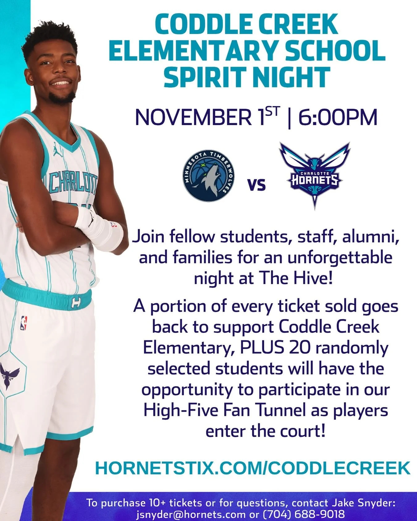 Purchase your tickets by MONDAY to have a chance at participating in the pre-game high five tunnel!!
Hornetstix.com/coddlecreek