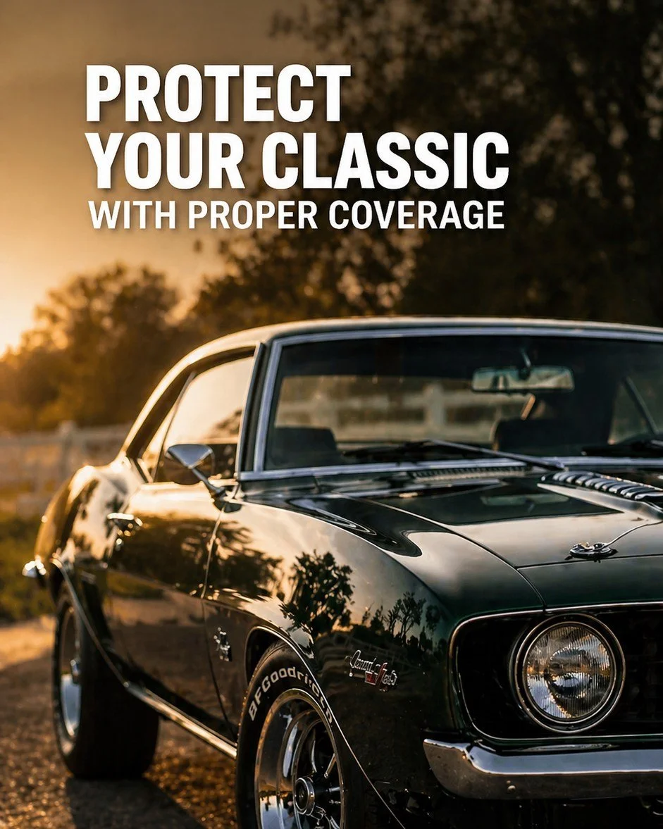Classic cars aren&rsquo;t valued like daily drivers.
If your policy is based on depreciated value, you&rsquo;re exposed.

The right policy uses agreed value &mdash; so you know exactly what you&rsquo;re getting if something happens.