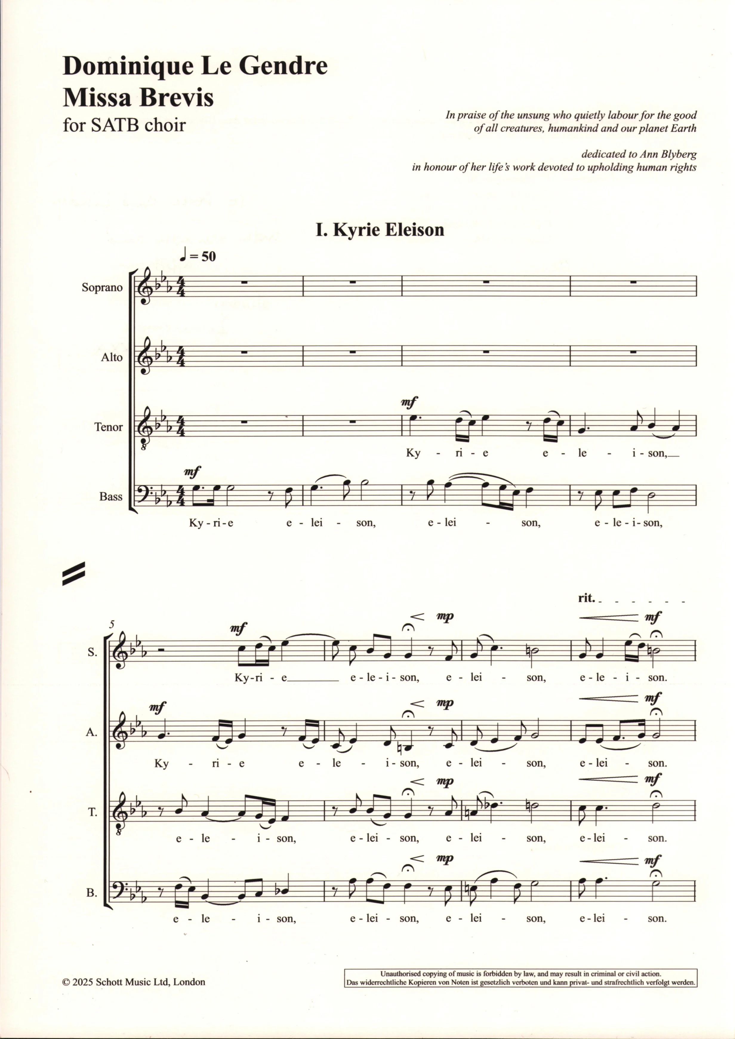 Dominique Le Gendre: Missa Brevis (2024)