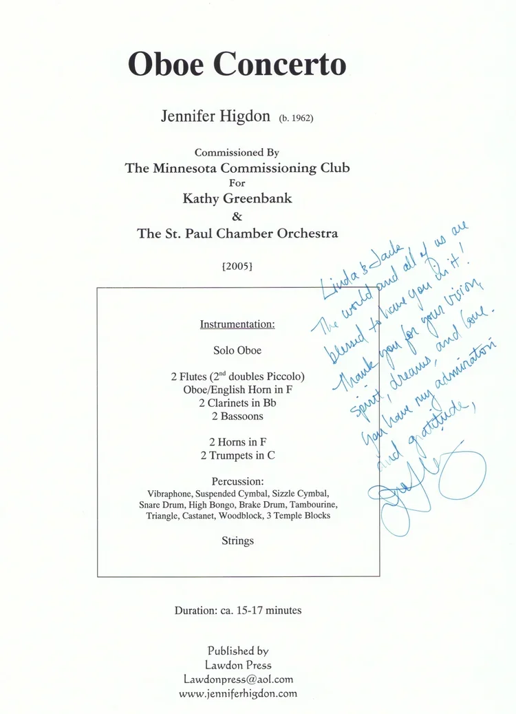 Jennifer Higdon: Oboe Concerto (2005)