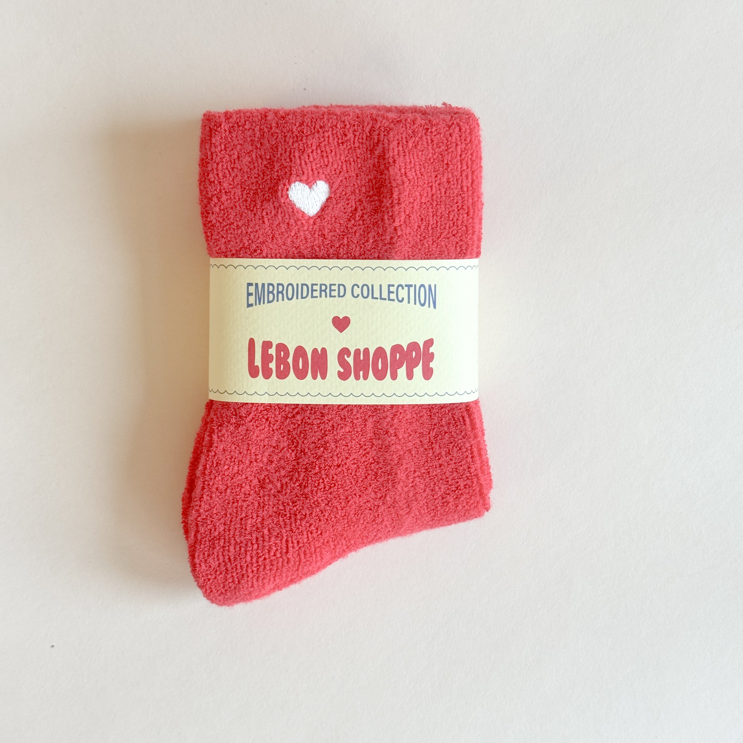 Embroidered Cloud Socks - Red