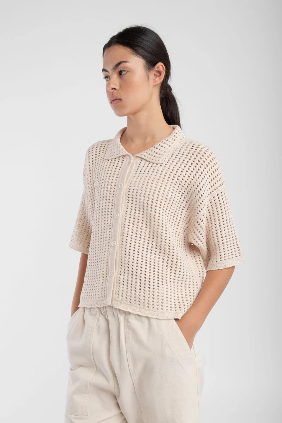 Micaela Greg Open Knit Polo — Alma Mercantile Micaela Greg Open Knit Polo — Alma Mercantile
