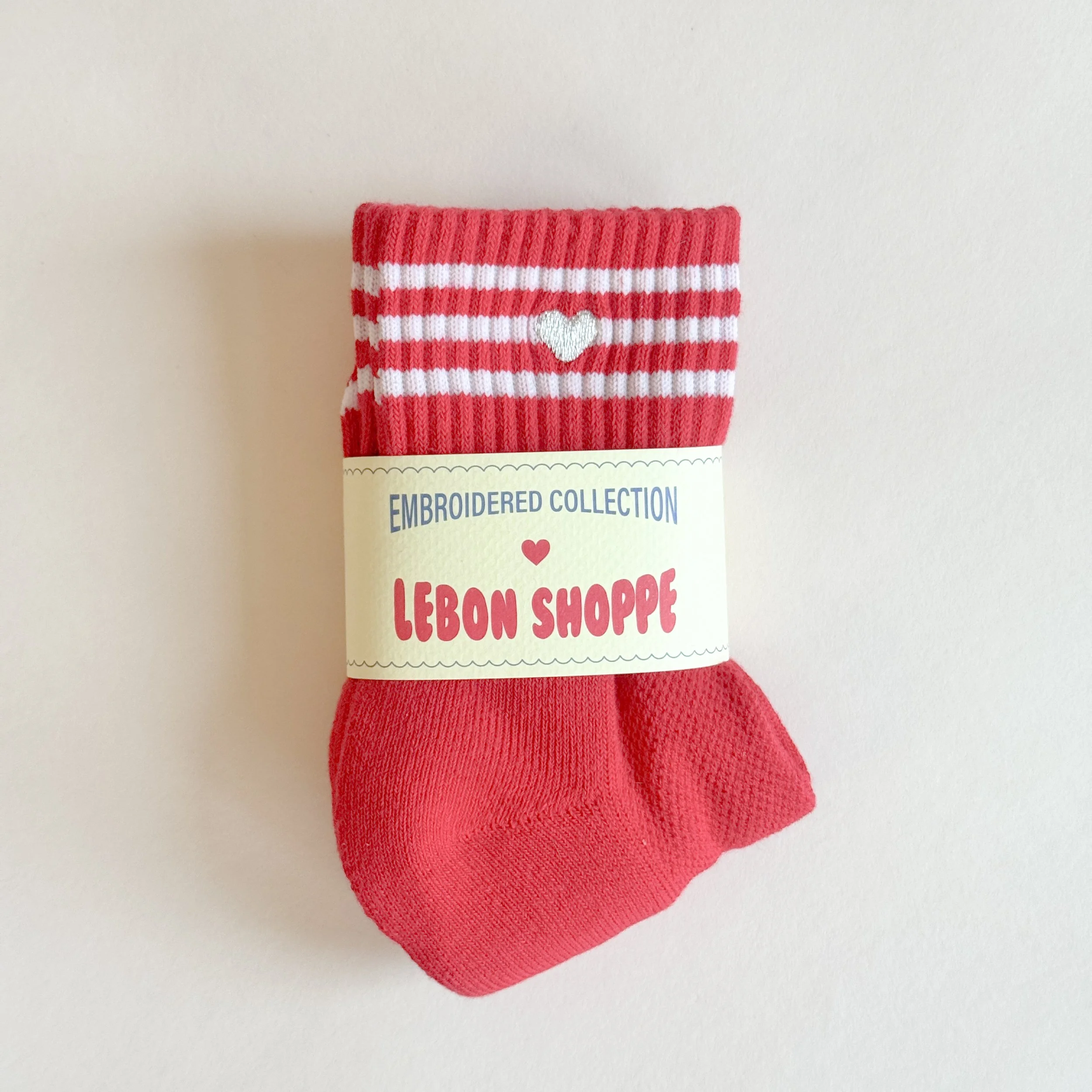 Embroidered Girlfriend Socks - Red