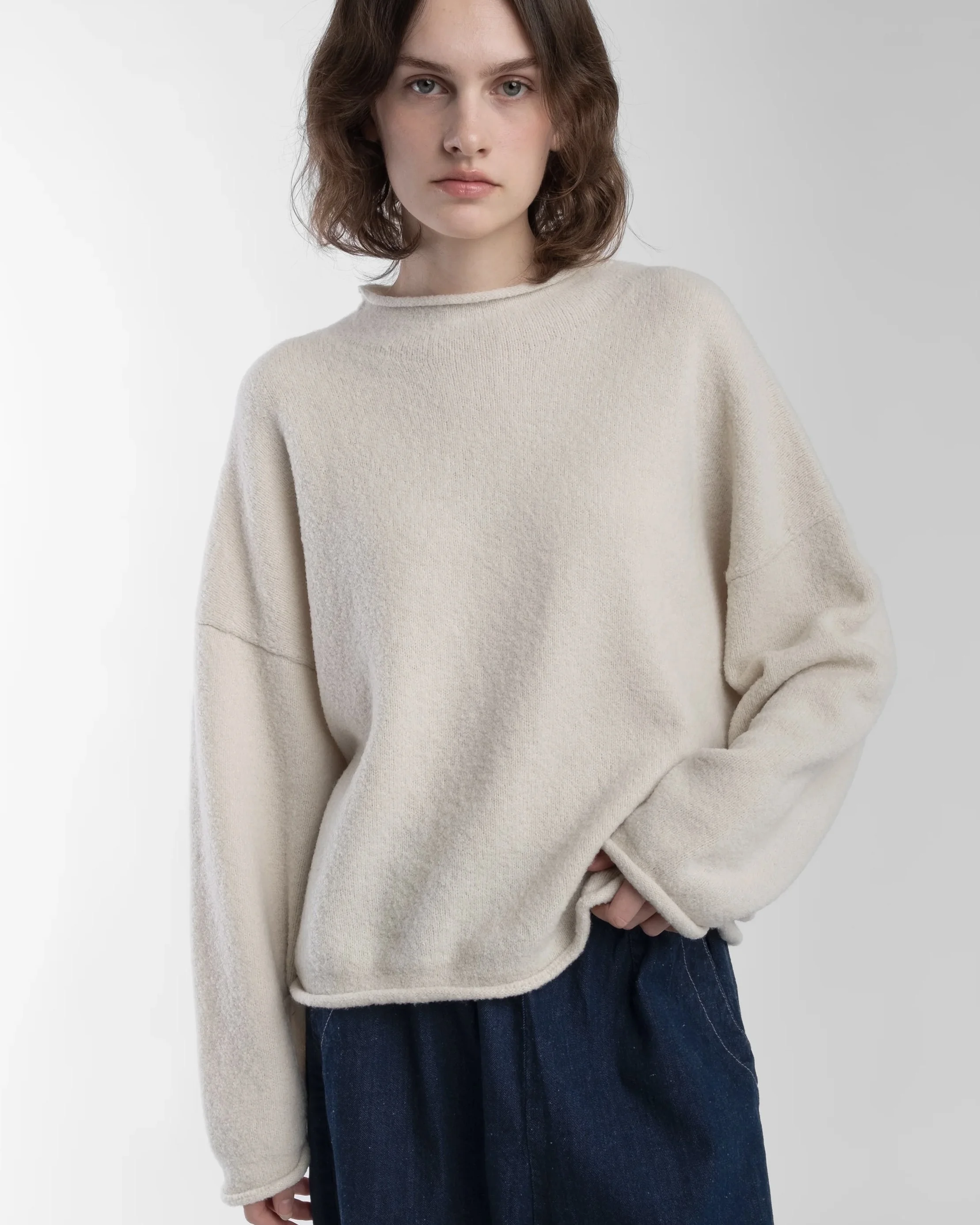 Micaela Greg Boucle Rolled Sweater