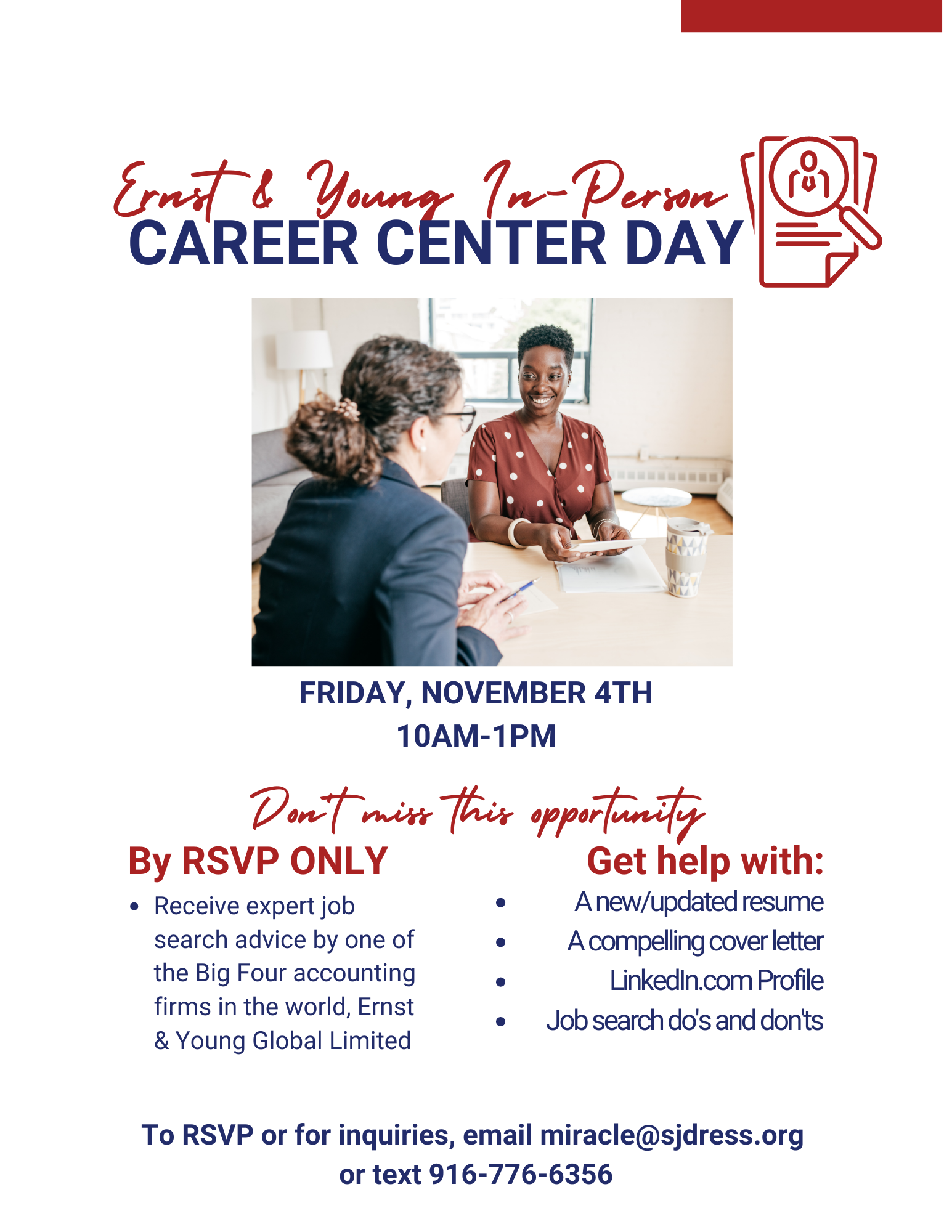 November 4th - In person Career Center Day at Dress for Success San Jose