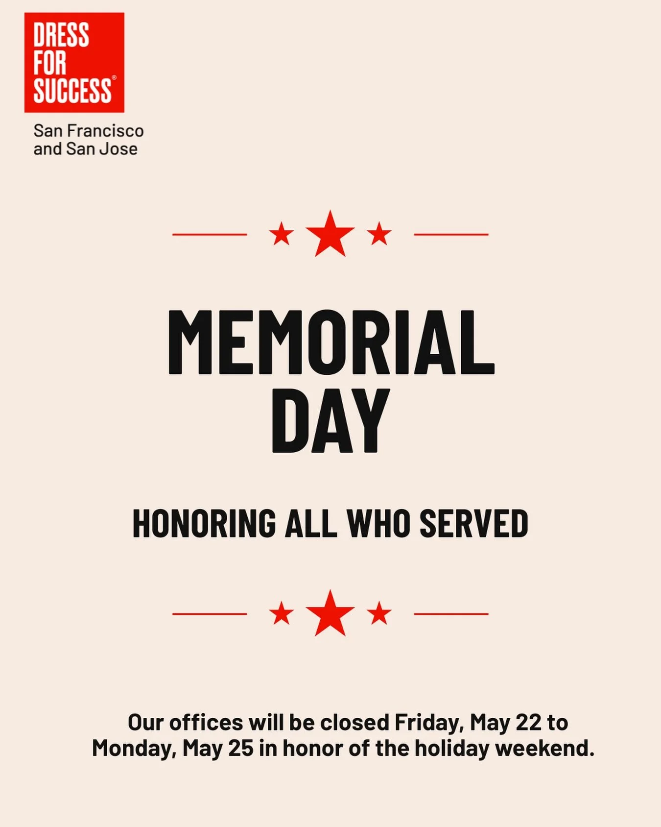 This Memorial Day, we honor and remember those who gave their lives in service to our country, and recognize the veterans in our community with gratitude.

Our offices will be closed Friday, May 22 to Monday, May 25 in observance of the holiday. Our 