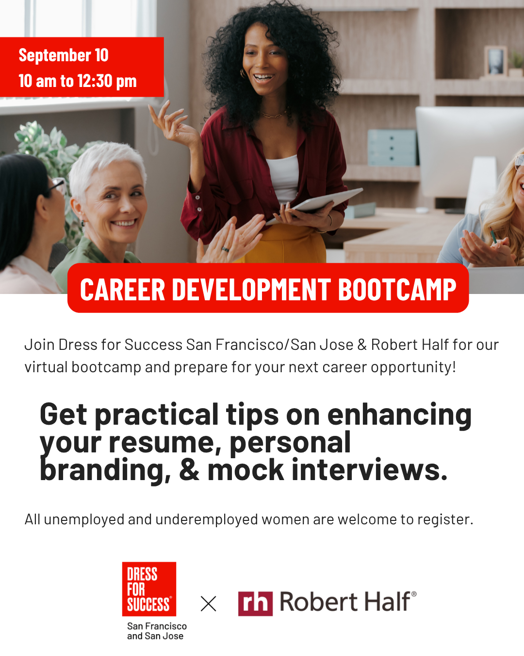 Robert Half Career Development Bootcamp is September 10