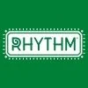 Green background with white text that says 'RHYTHM' inside a rectangular outline.
