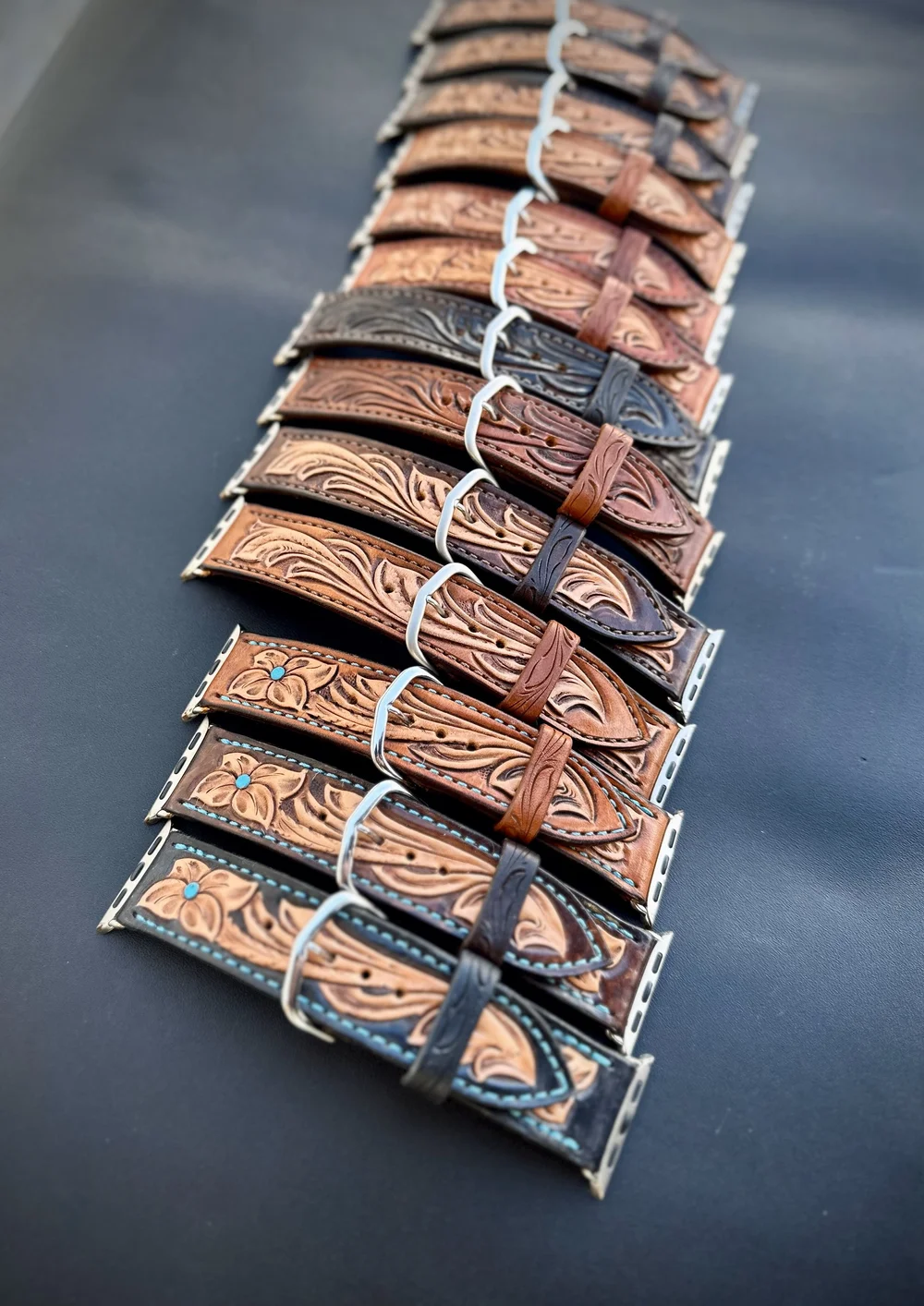 Custom Leather Tooled Leather Apple Watch Band 40mm Apple Watch
