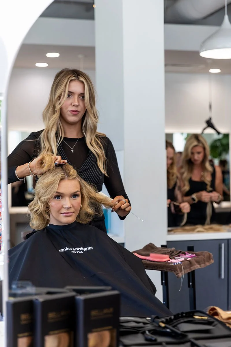 Precision haircut and Aveda styling at Tangerine Salon Allen near McKinney