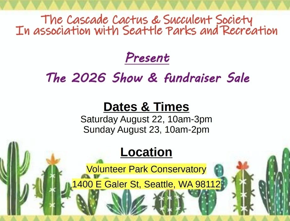 Cascade Cactus and Succulent Society Show and Fundraiser