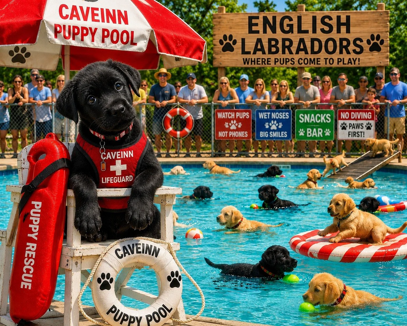 ☀️🏖️ The CaveInn Puppy Pool is officially OPEN for the season! 🏖️☀️

Lifeguards are on duty. Tennis balls are floating. Tails are wagging. The only rule? Have fun! 🐾💦

Today marks the grand opening of the CaveInn Puppy Pool, where confidence is b