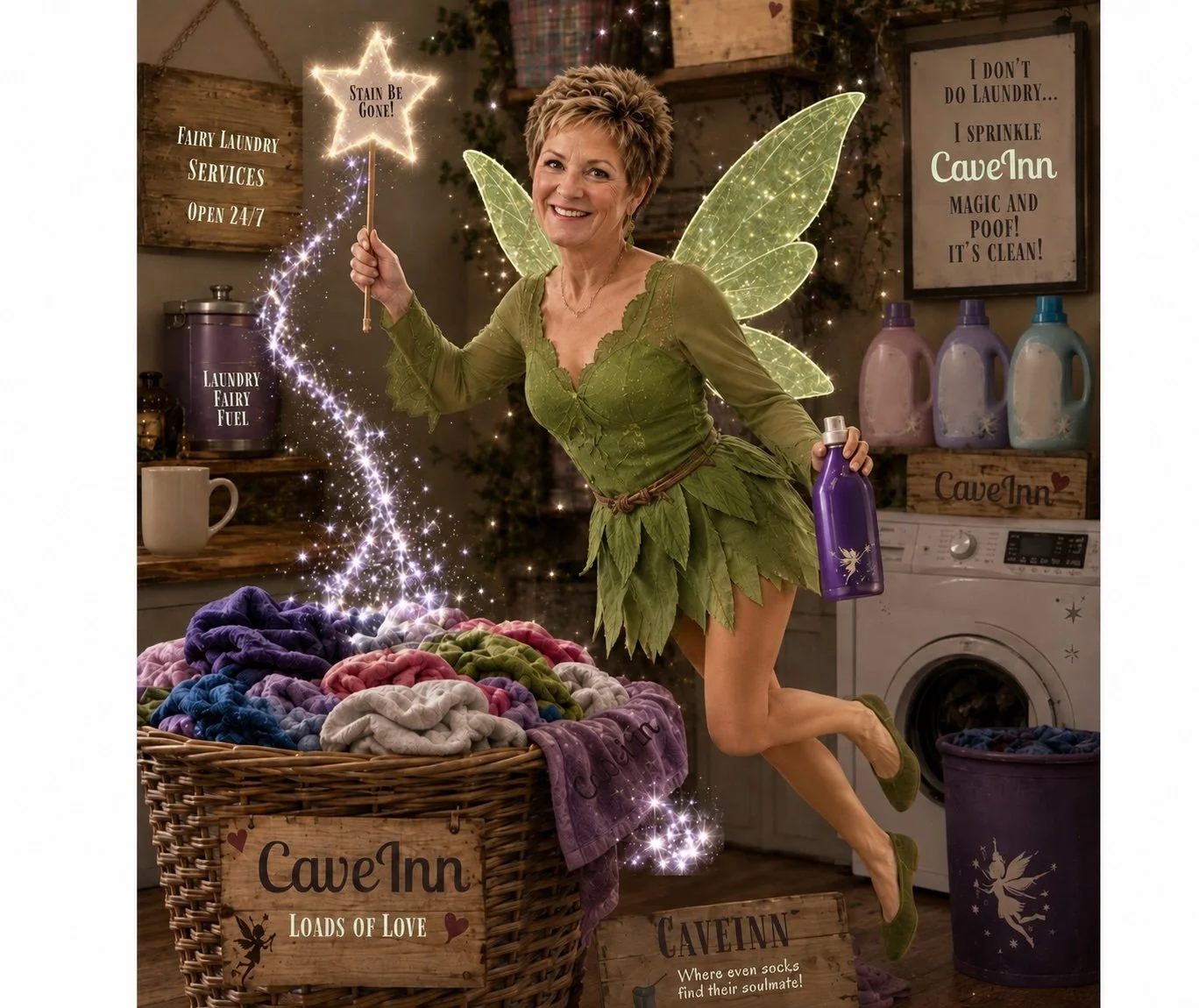 Apparently, CaveInn has a Laundry Fairy. 🧚‍♀️🧺✨