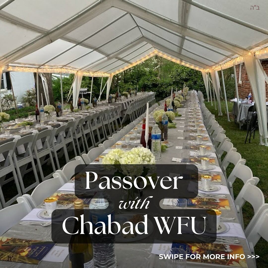 🍷Passover with Chabad!🫓 
We can&rsquo;t wait to celebrate with the Jewish Deac fam!

Be sure to RSVP so we can properly prepare 

To RSVP for the first Seder, text &ldquo;Seder&rdquo; to 336-717-0770

Can we help you with anything else for Passover