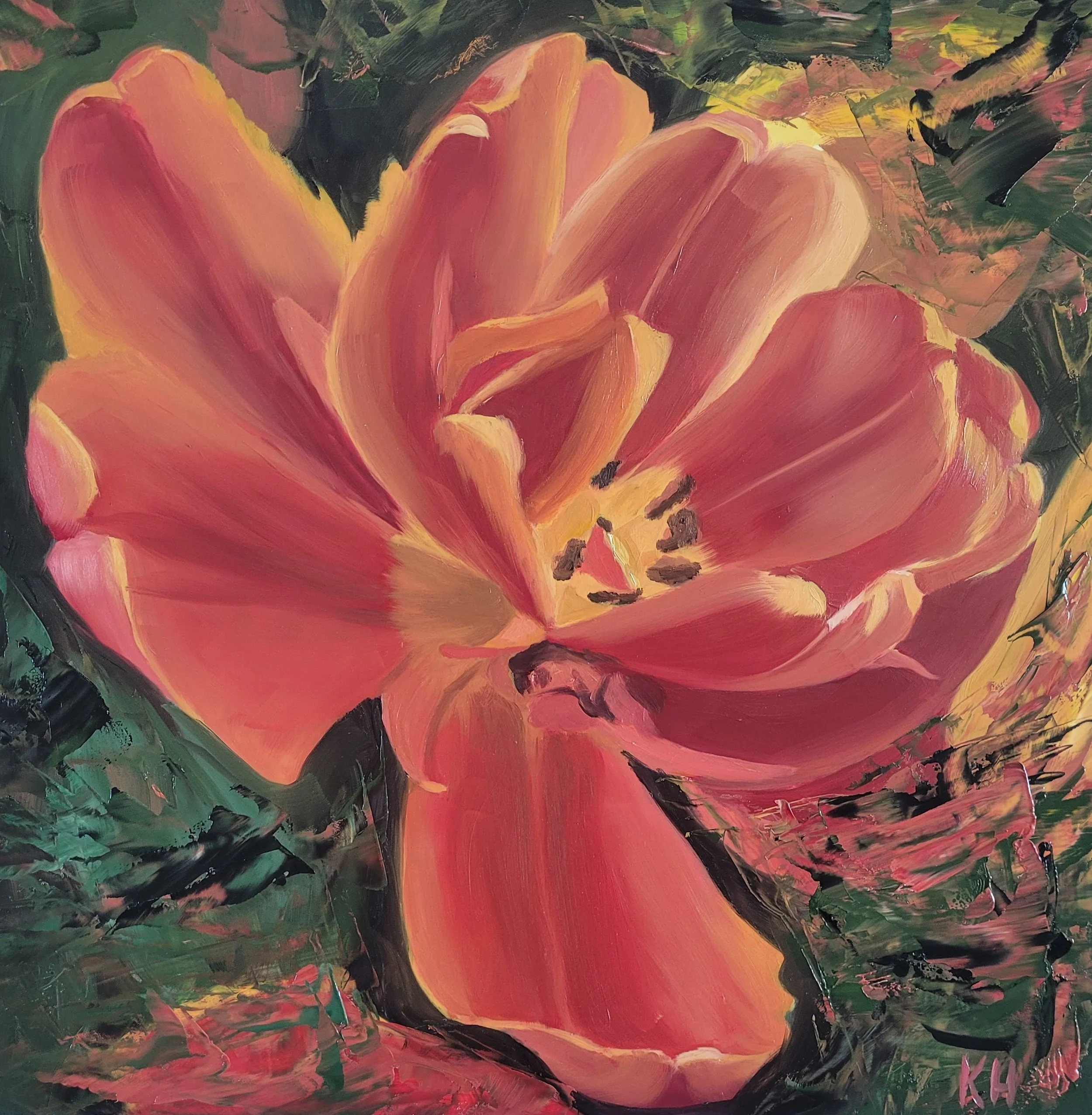 Reiman Gardens Orange Tulip
16x16 Oil on Board