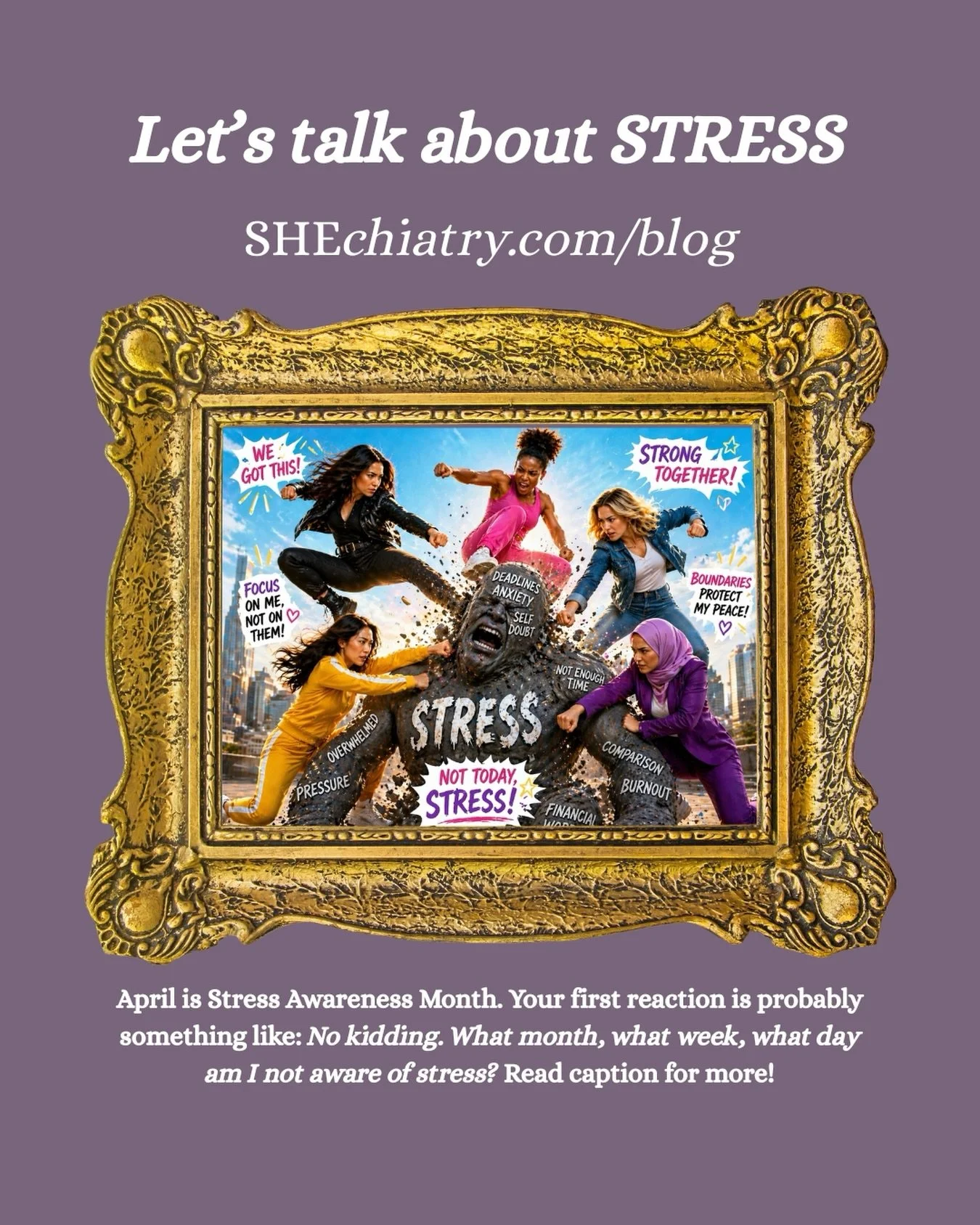 STRESS. We all experience it but not all stress is the same and the difference matters enormously for your mental health. 

Check out our latest blog all about stress: 
Go to www.shechiatry.com/blog

If chronic stress has been running the show, SHEch