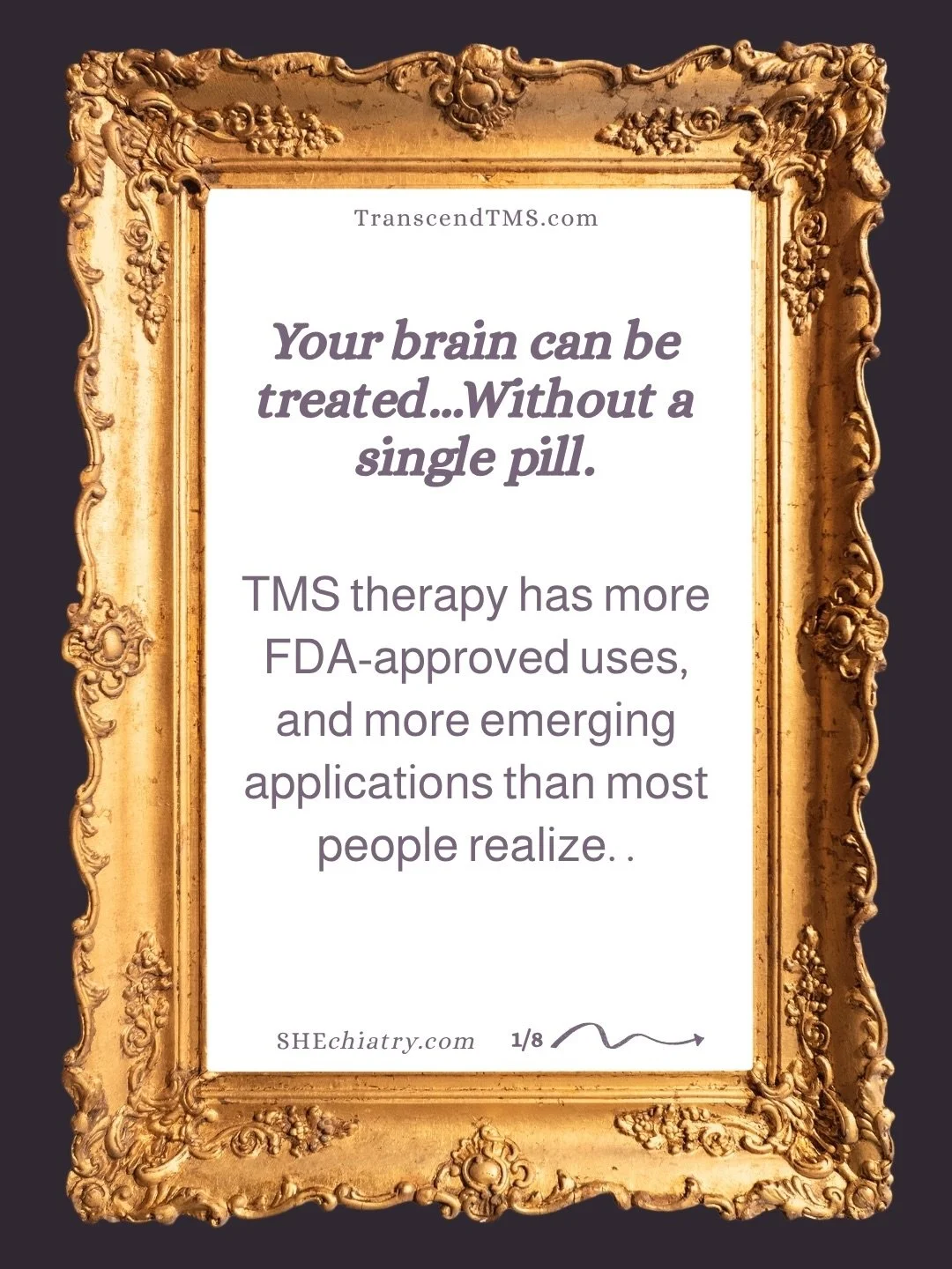 Something new lives inside the SHEchiatry building, and we can&rsquo;t stop talking about it. 83% of patients respond. 62% reach full remission. Insurance accepted by Transcend TMS. Questions? We have answers @transcendtms 

💜We&rsquo;re experts in 