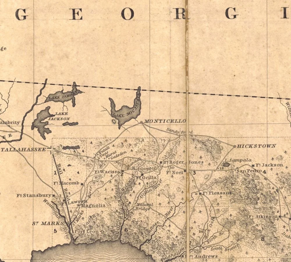 1839 Map of Middle Florida during Second Seminole Indian War