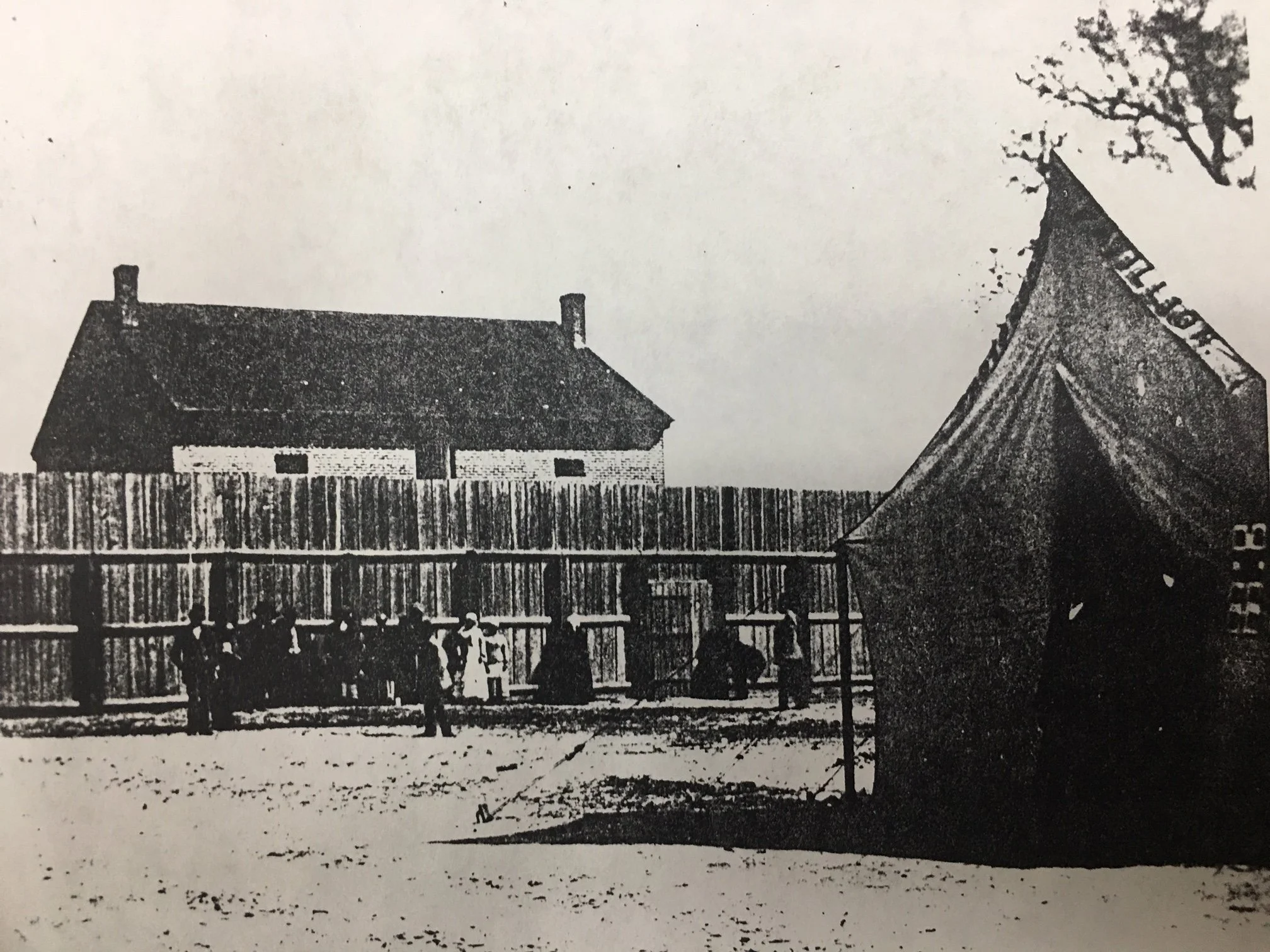 Monticello's first jail, photo may have been taken during reconstruction 1865-1869.