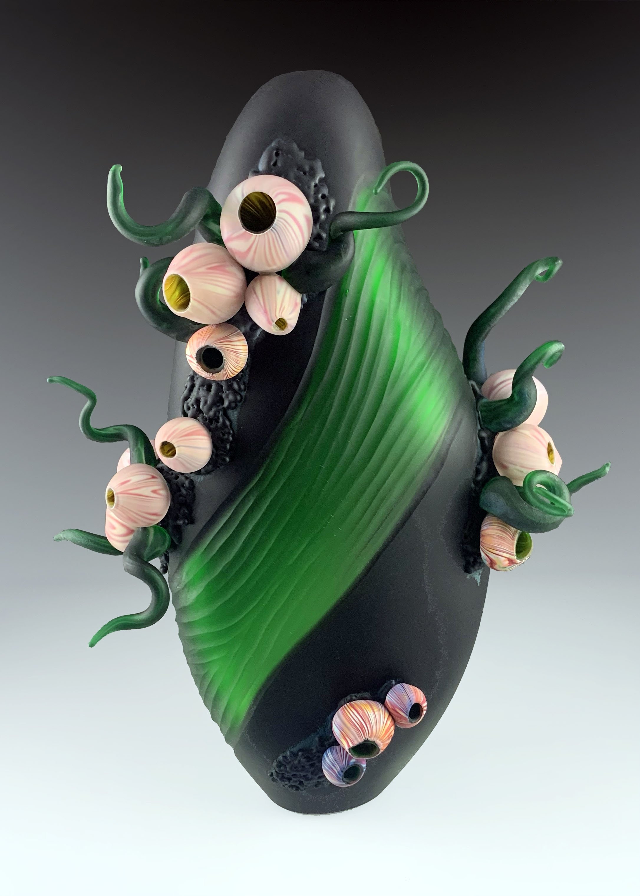 Seascape in Black III, 16 X 9 X 6 inch, Glass, 2021