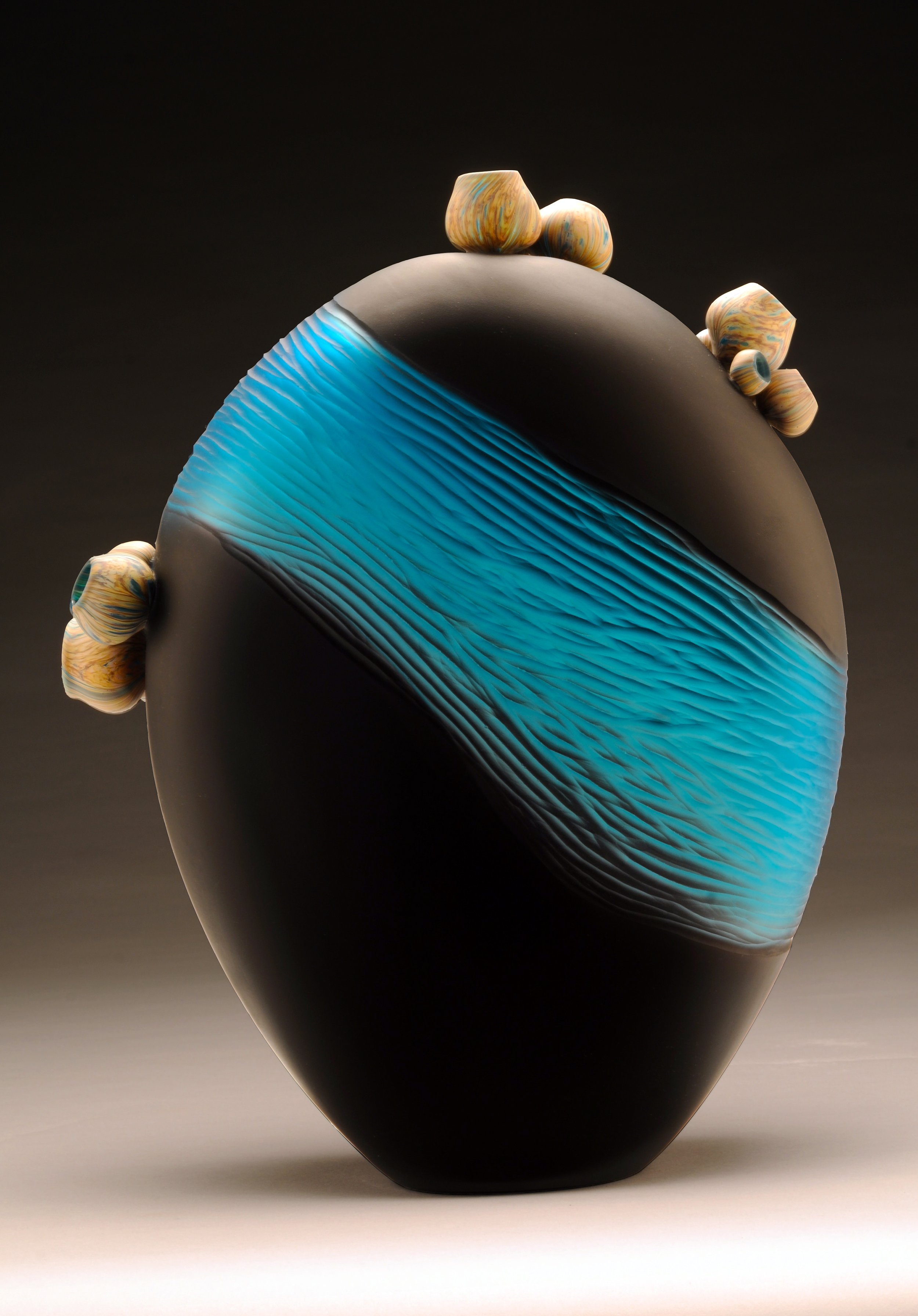 Seascape in Black, 16 X 12 X 6 inch, Glass, 2018