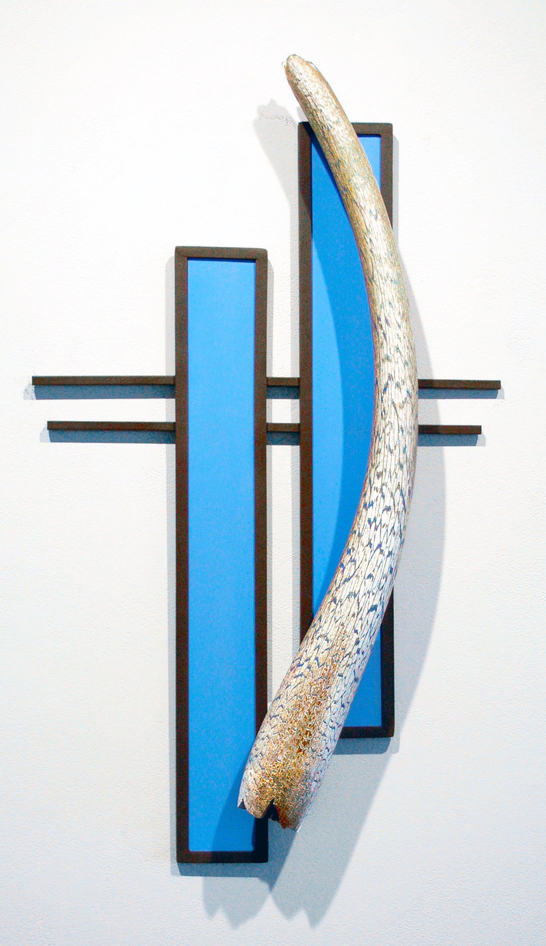 Convergence of My Past and Present Self, 33 X 20 X 4 inch, Glass, Steel, 2017