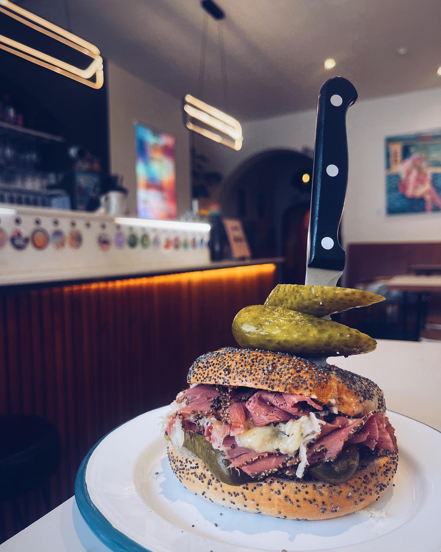 Couldn&rsquo;t resist this beautiful peppered Pastrami so we&rsquo;ve whacked some Reuben bagels on the specials this weekend.

Pastrami, sauerkraut, dill pickles, beer mustard cheese on a poppy seed bagel. Yes please. I&rsquo;ll take 10. 

We&rsquo;