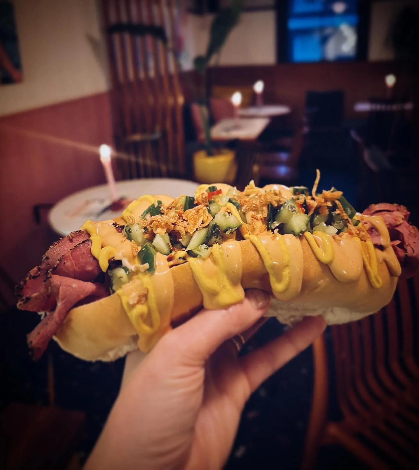 REUBANO. A hybrid of a Reuben + a Cubano. On the specials today. 

Took me 12.5 minutes to get a photo where the pastrami didn&rsquo;t look like minge. Not sure I&rsquo;ve entirely succeeded. Oh well. Tastes absolutely banging so who cares. Long may 