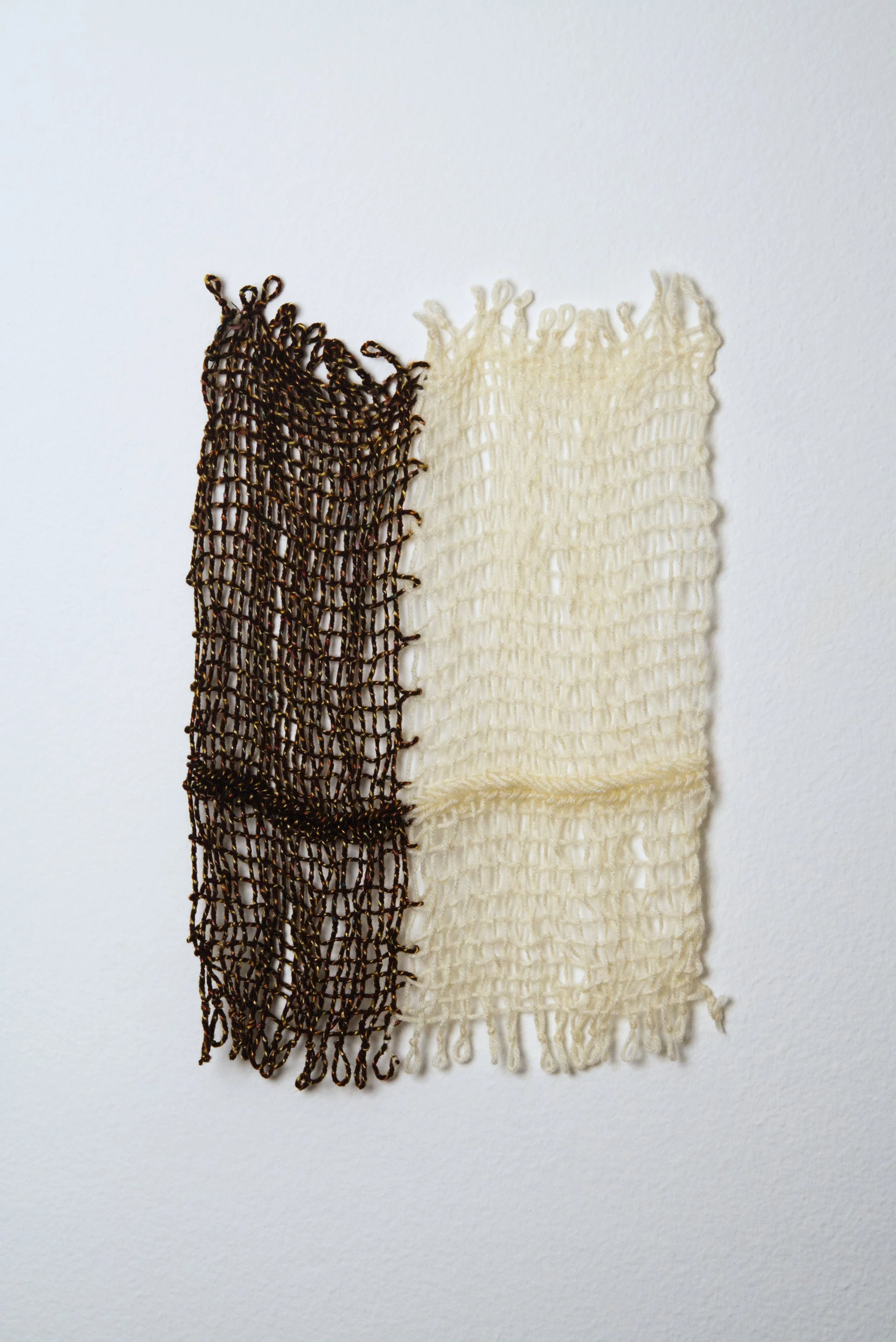 Relatively Permanent 28/52 
approximately 14" x 18",   yarn, 2024. 