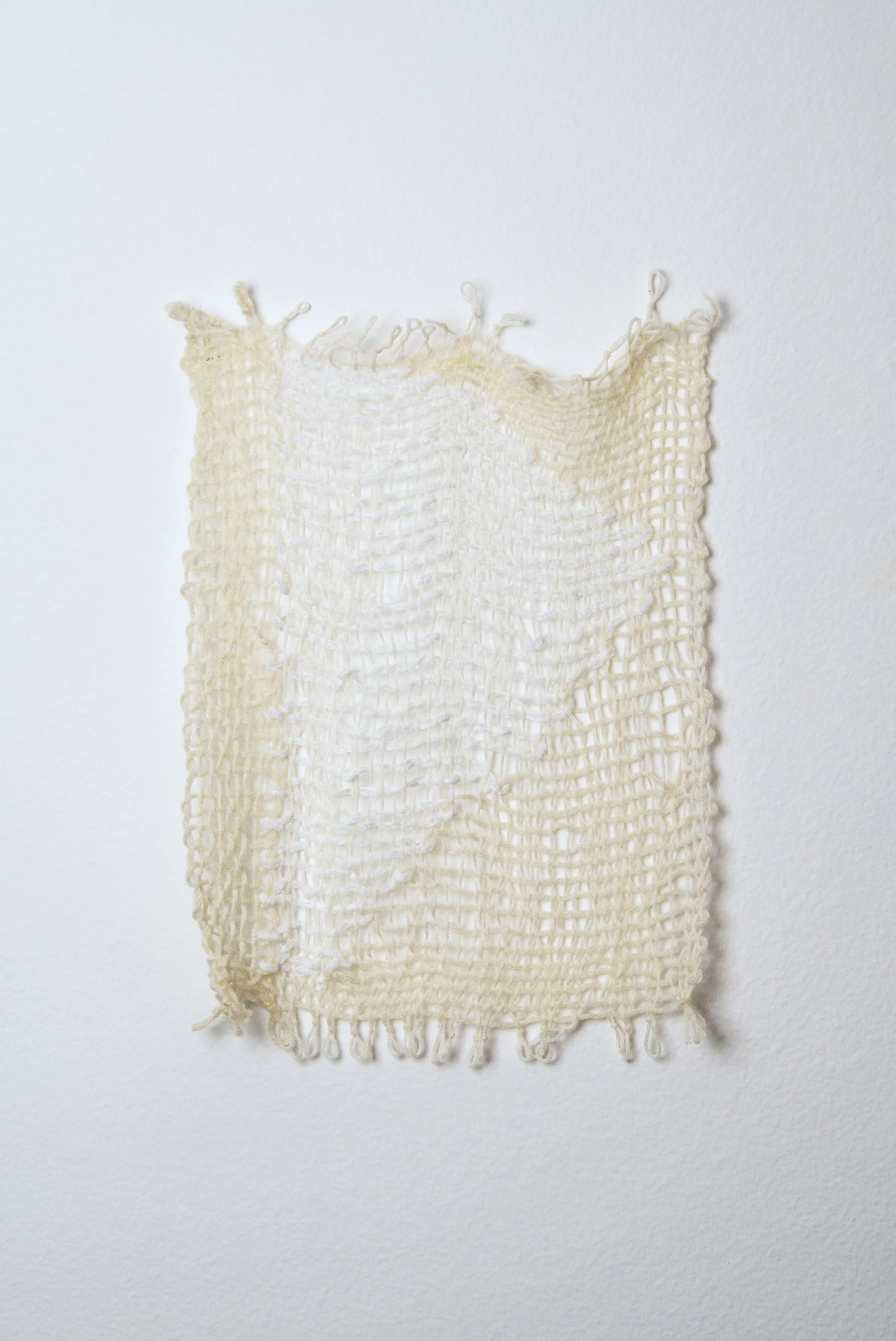 Relatively Permanent 48/52 
approximately 14" x 18",   yarn, 2024. 