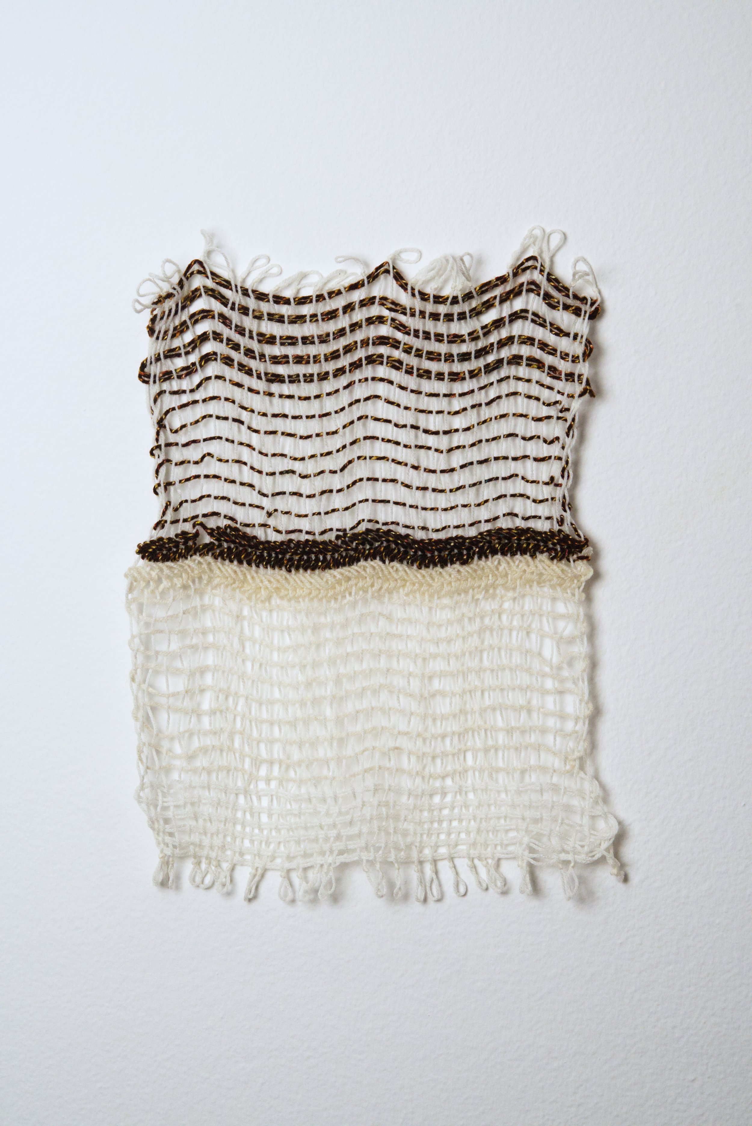 Relatively Permanent 38/52 
approximately 14" x 18",   yarn, 2024. 