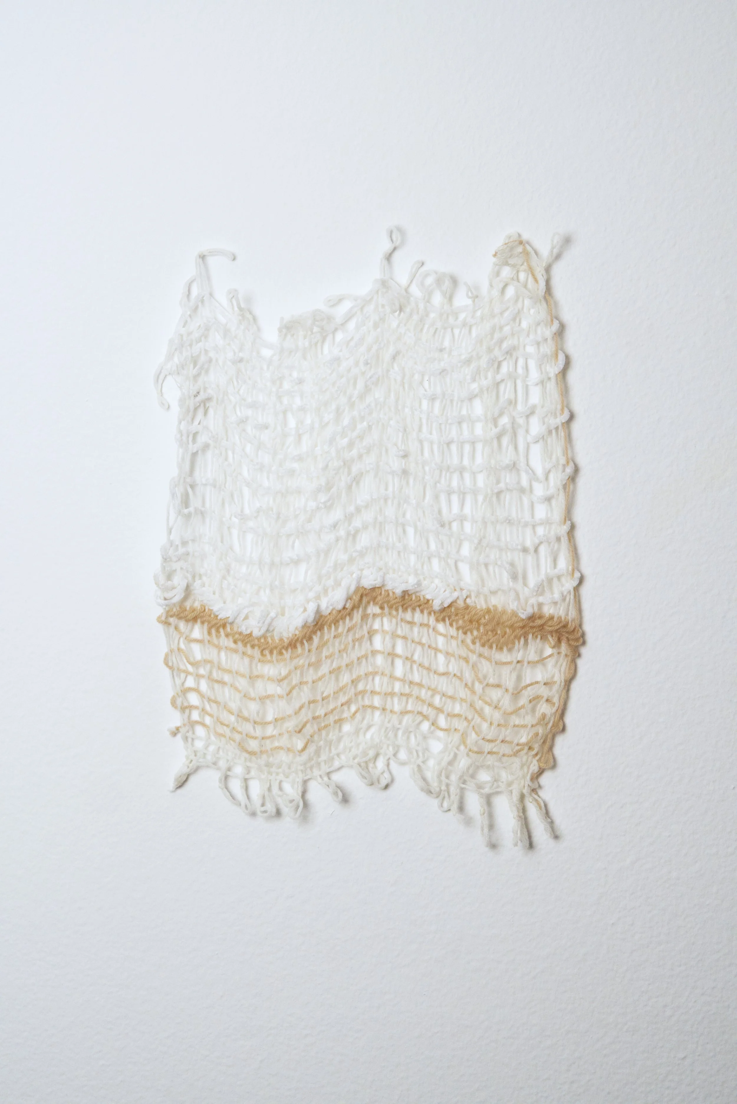Relatively Permanent 34/52 
approximately 14" x 18",   yarn, 2024. 