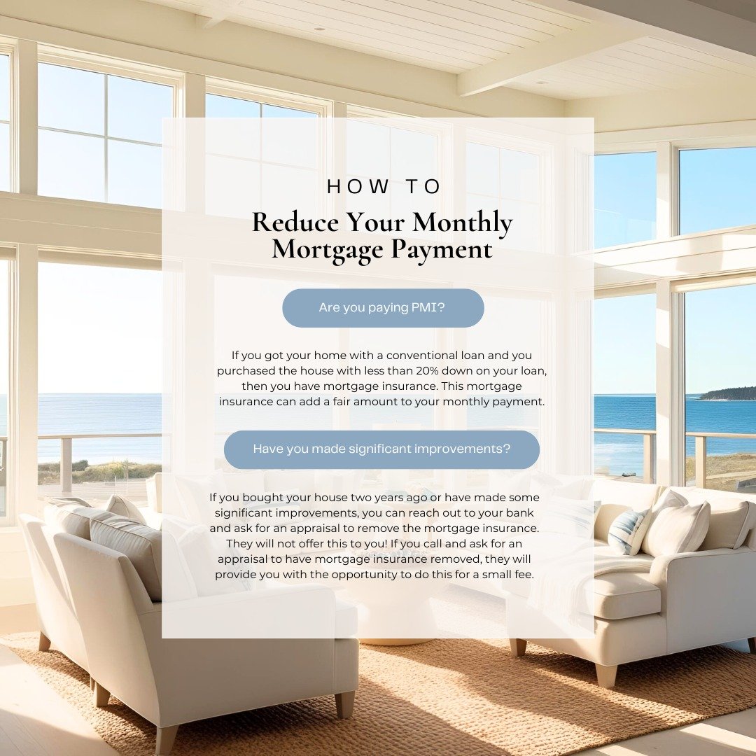 Want to potentially lower your monthly mortgage payment? If you have a conventional loan with private mortgage insurance due to a down payment under 20%, you might be able to remove it with an appraisal after 2 years or improvements. ✔ Banks don't vo